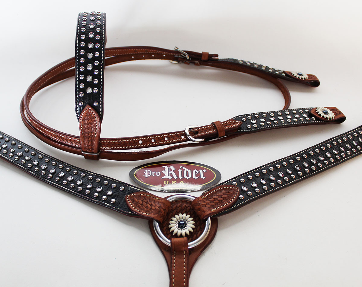Horse Show Tack Bridle Western Leather Rodeo Headstall Breast Collar