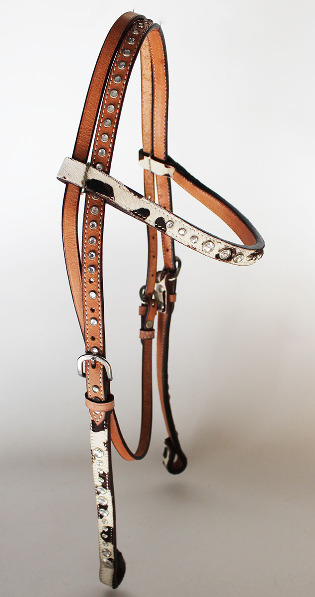 Horse Show Tack Bridle Western Leather Rodeo Headstall Hairon Bling