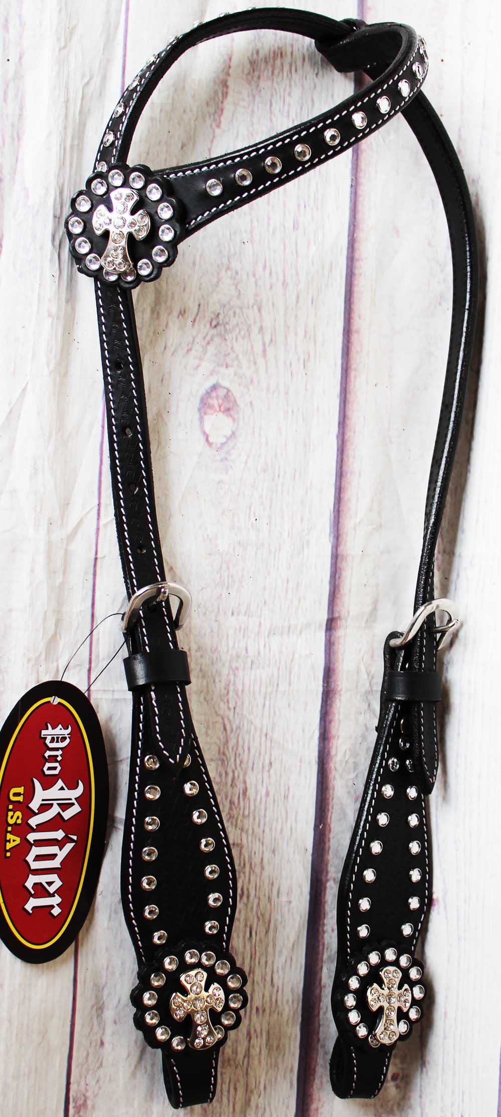 Horse Show Tack Bridle Western Leather Rodeo Headstall Black 8532HACO149