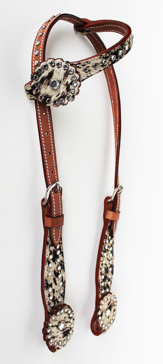 Horse Equine Show Tack Bridle Western Leather Rodeo Headstall Hairon