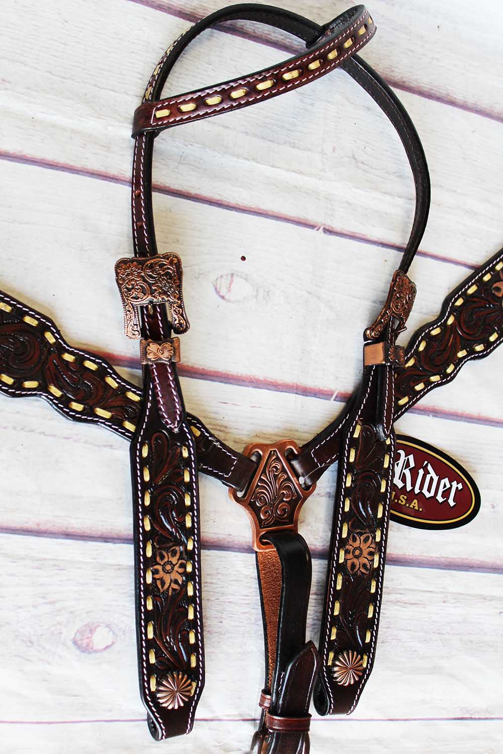 Horse Show Saddle Tack Bridle Western Leather Headstall Breast Collar