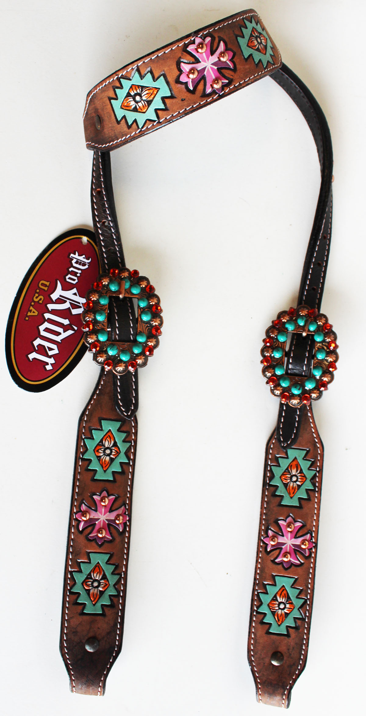 Horse Show Bridle Western Leather Headstall Rodeo Saddle Tack Cross