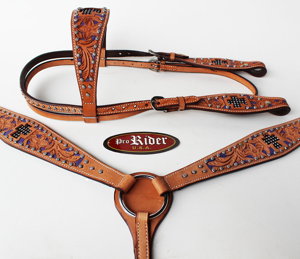 Show Tack Bridle Western Leather Headstall Breast Collar Purple 8310 eBay