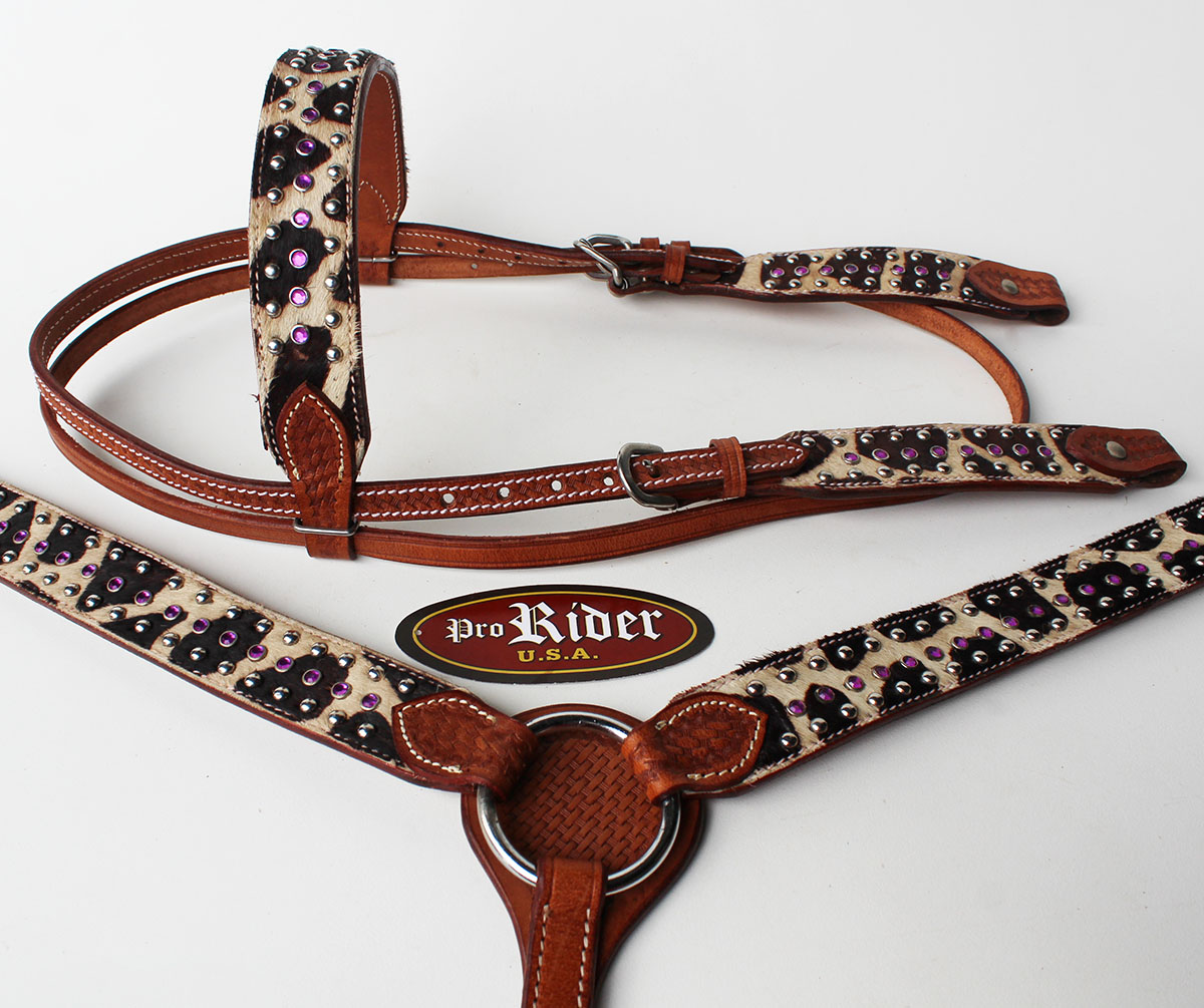 Show Tack Bridle Western Leather Headstall Breast Collar Purple 8319 eBay