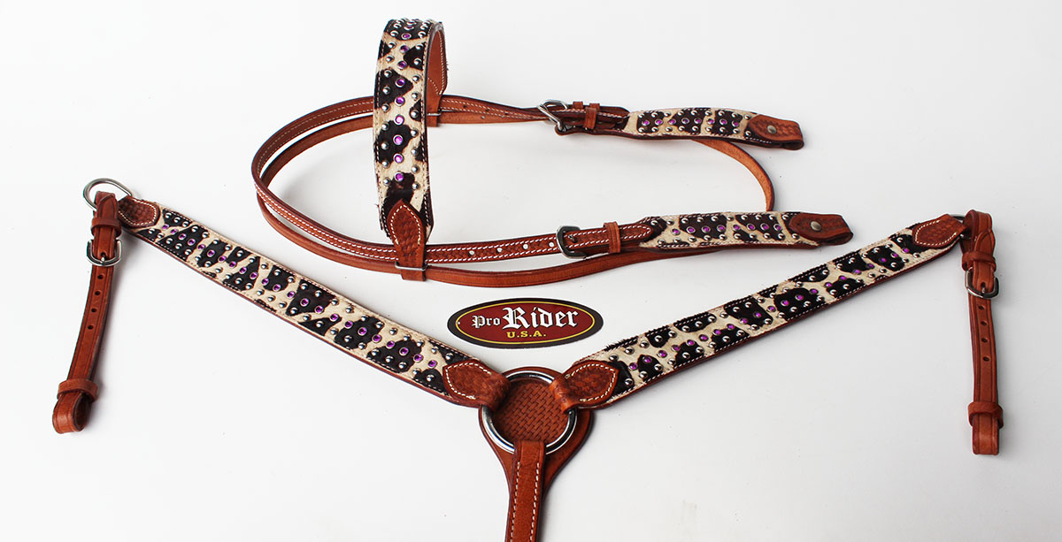 Show Tack Bridle Western Leather Headstall Breast Collar Purple 8319 eBay