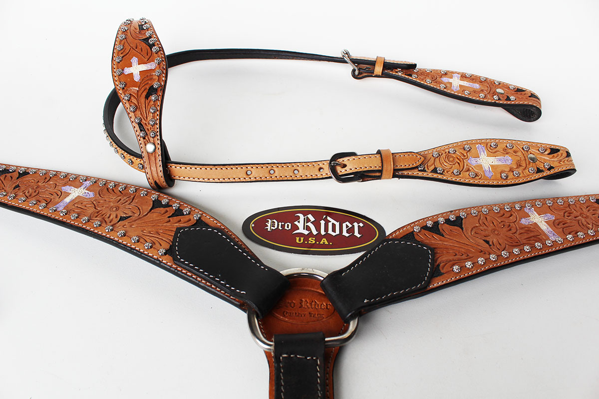 Show Tack Bridle Western Leather Headstall Breast Collar Purple 8353 eBay