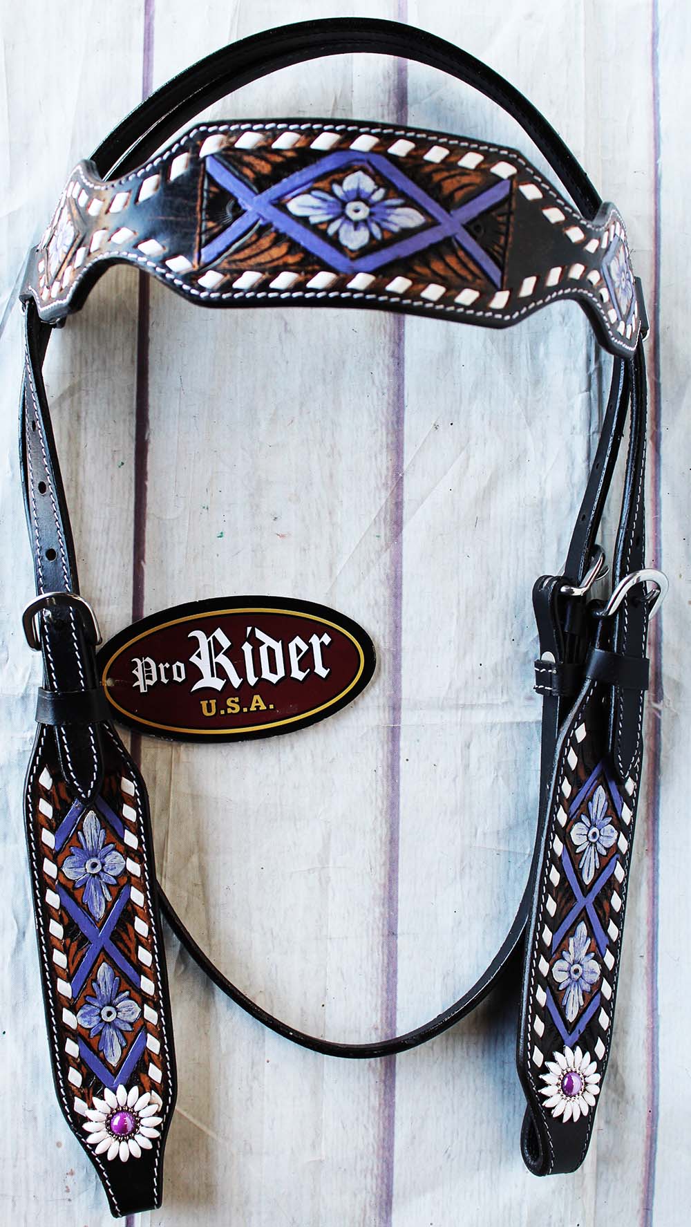 Horse Show Tack Bridle Western Leather Headstall Purple 8377HB eBay