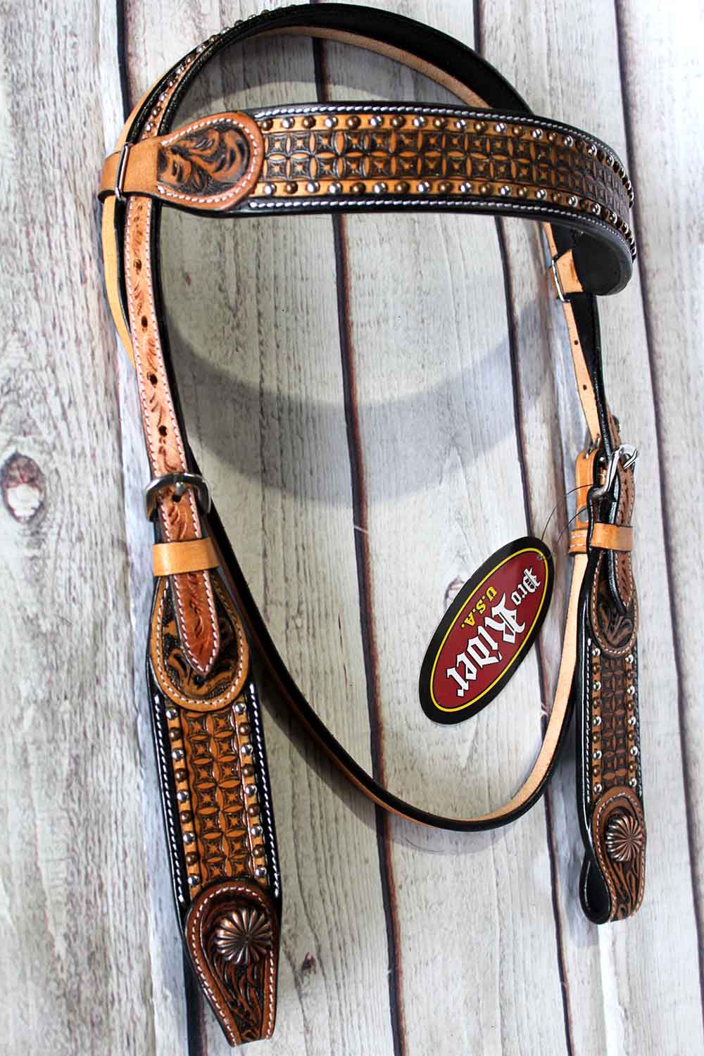 Horse Show Tack Bridle Western Leather Headstall Tooled Carved Brown