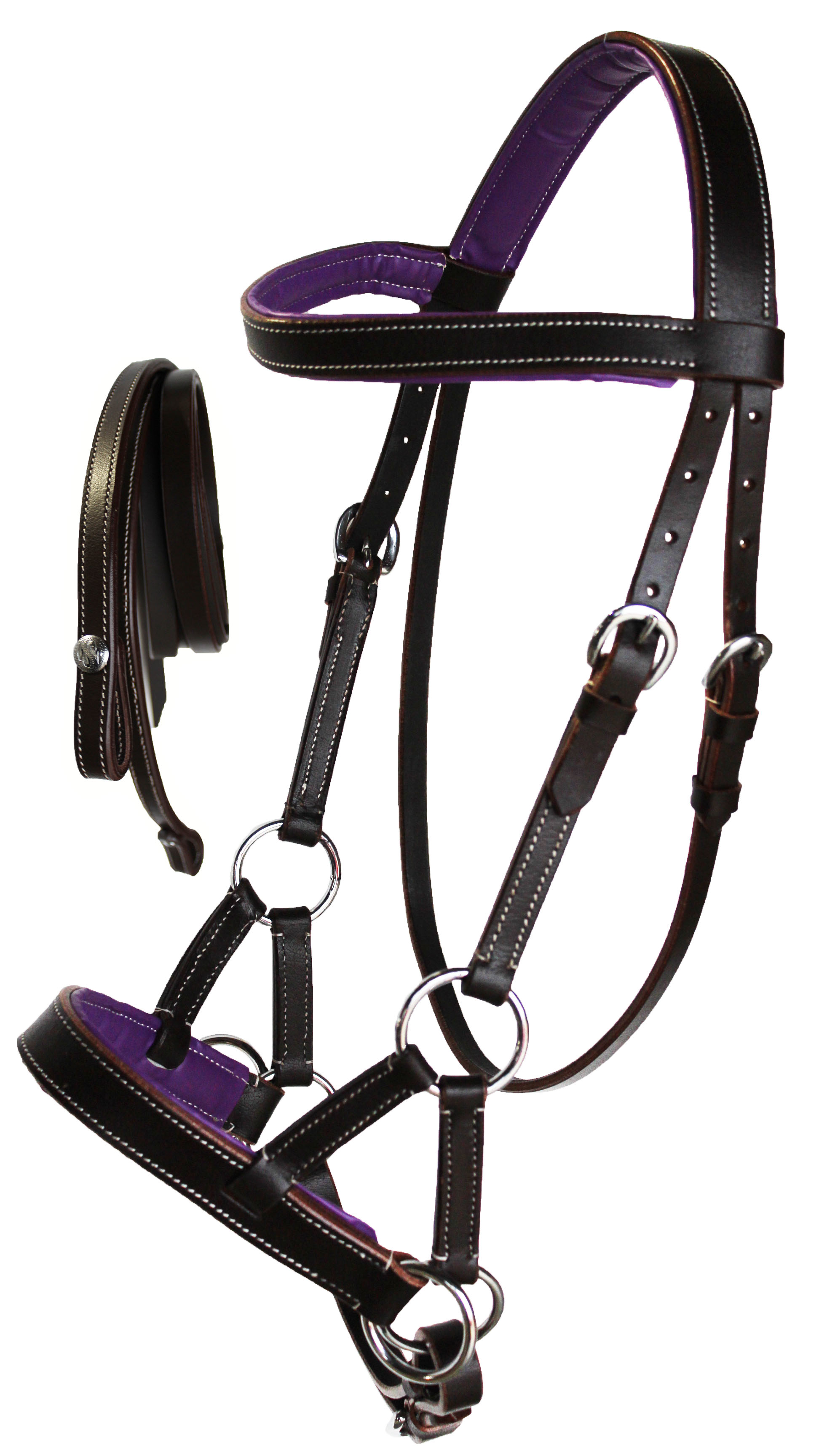 Horse Western LEATHER PADDED BITLESS SIDEPULL HALTER BRIDLE COMBO REINS 7710 eBay