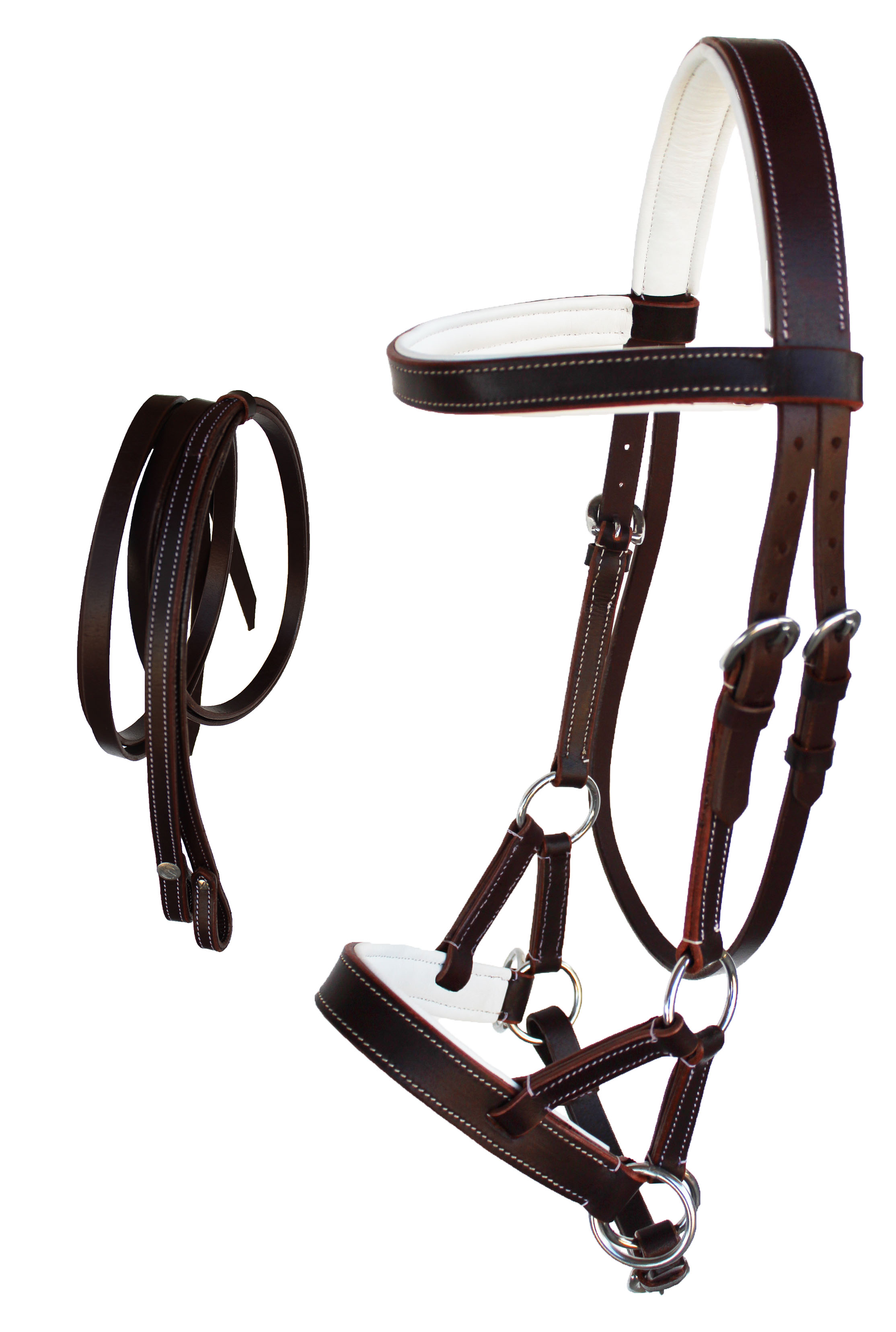 Horse Western LEATHER PADDED BITLESS SIDEPULL HALTER BRIDLE COMBO REINS 7710 eBay