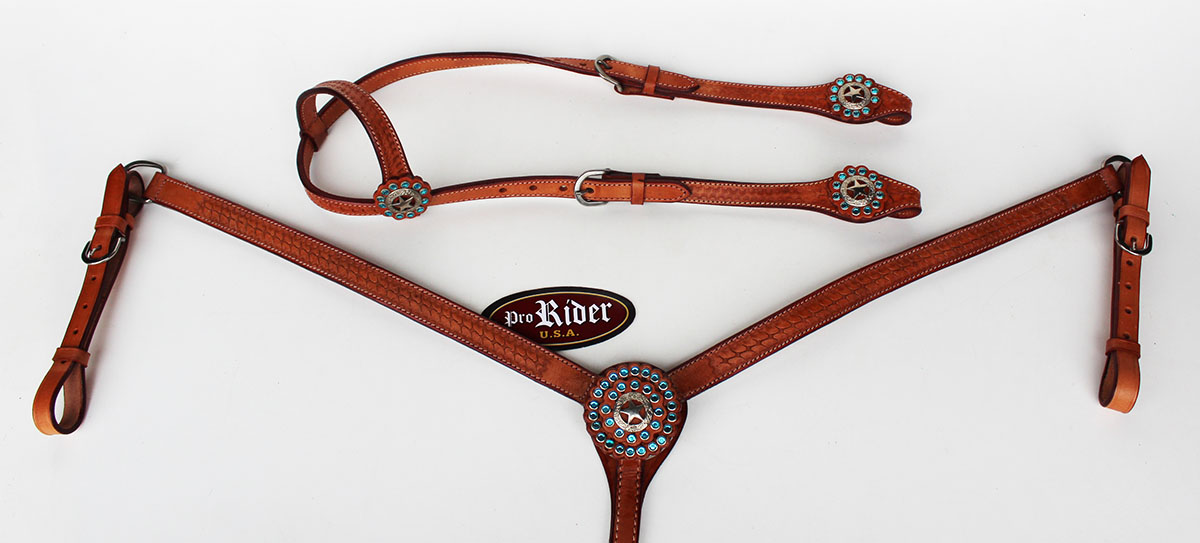 Horse Show Tack Bridle Western Leather Headstall Breast Collar