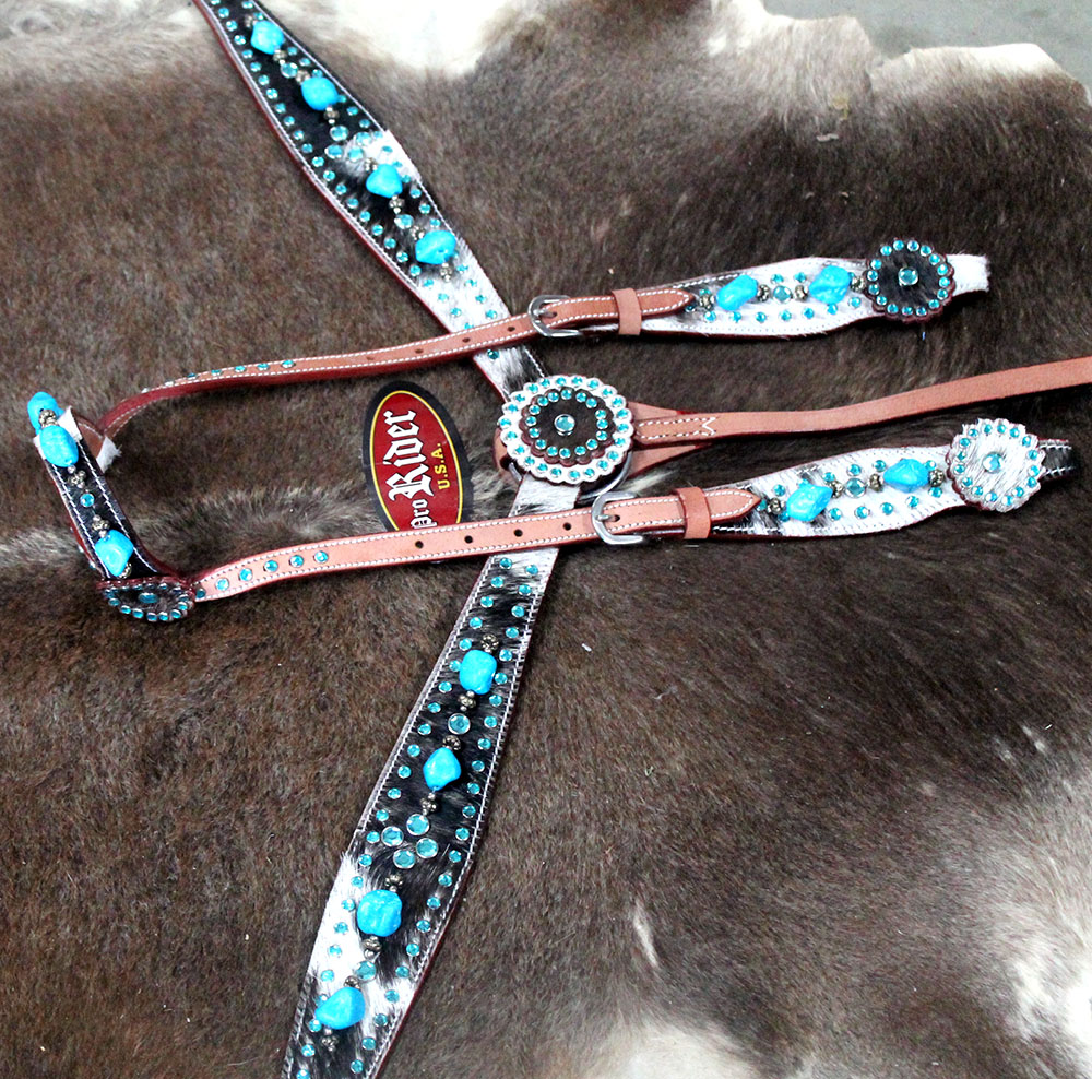 Horse Show Tack Bridle Western Leather Headstall Breast Collar