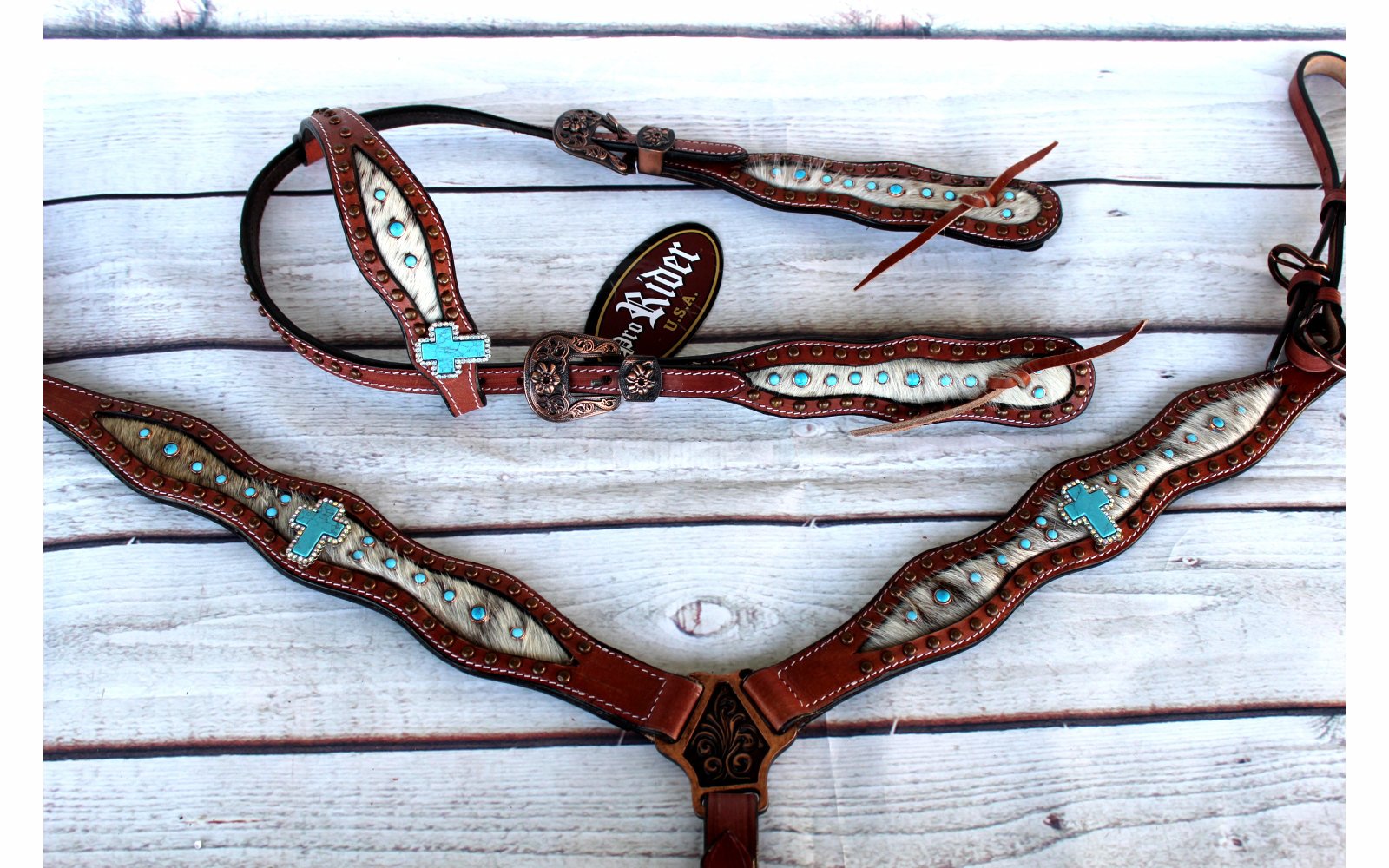 Horse Tack Bridle Western Leather Headstall Turquoise Bling Rodeo