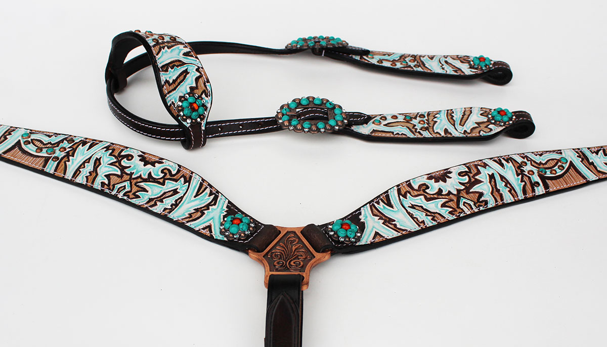 Western Horse Bridles & Headstalls ROYAL BLUE & Black Western Braided