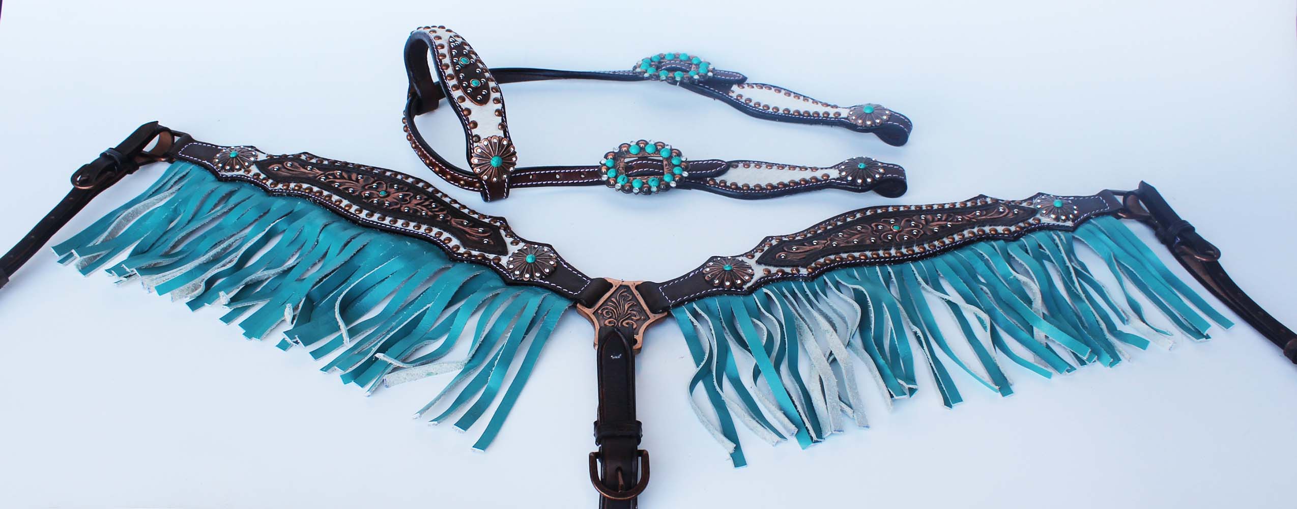 Horse Tack Bridle Western Leather Headstall Breast Collar Rodeo