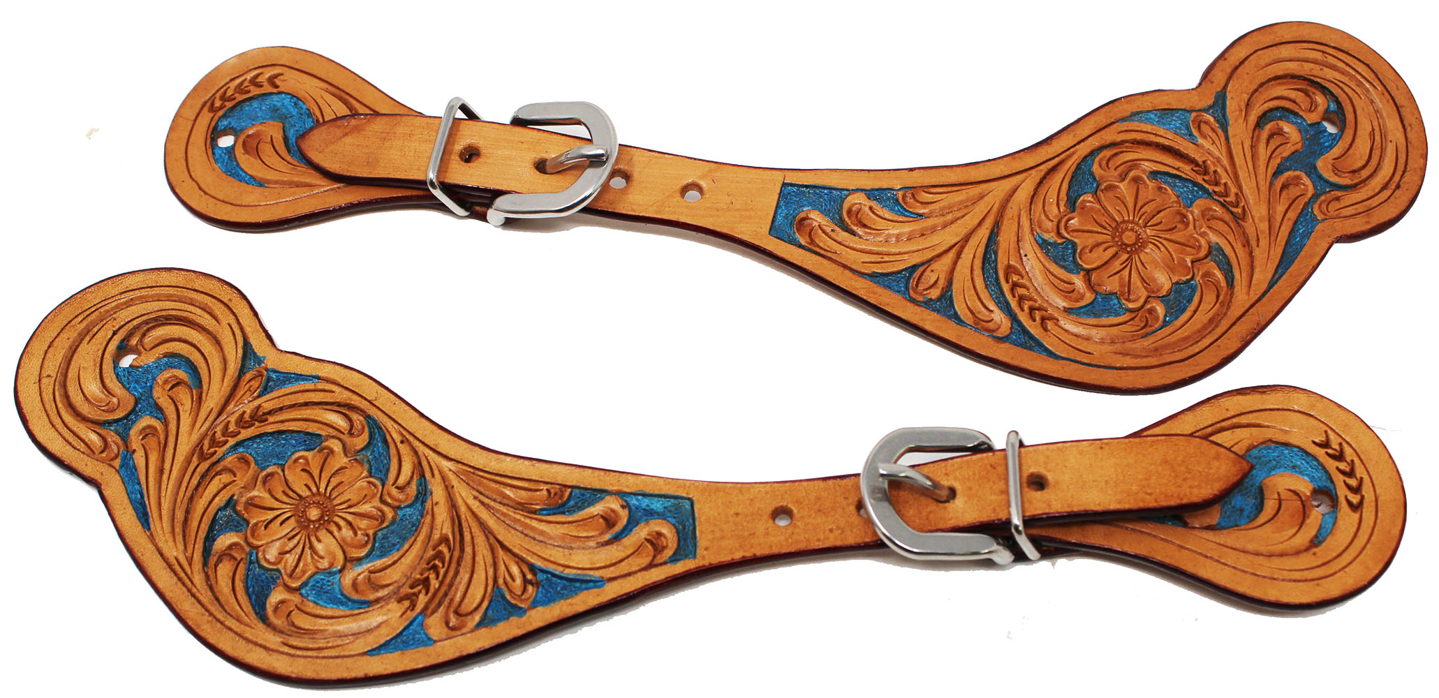 HORSE WESTERN RIDING Cowboy Boots Leather Spur Straps Tack74149 - $23.