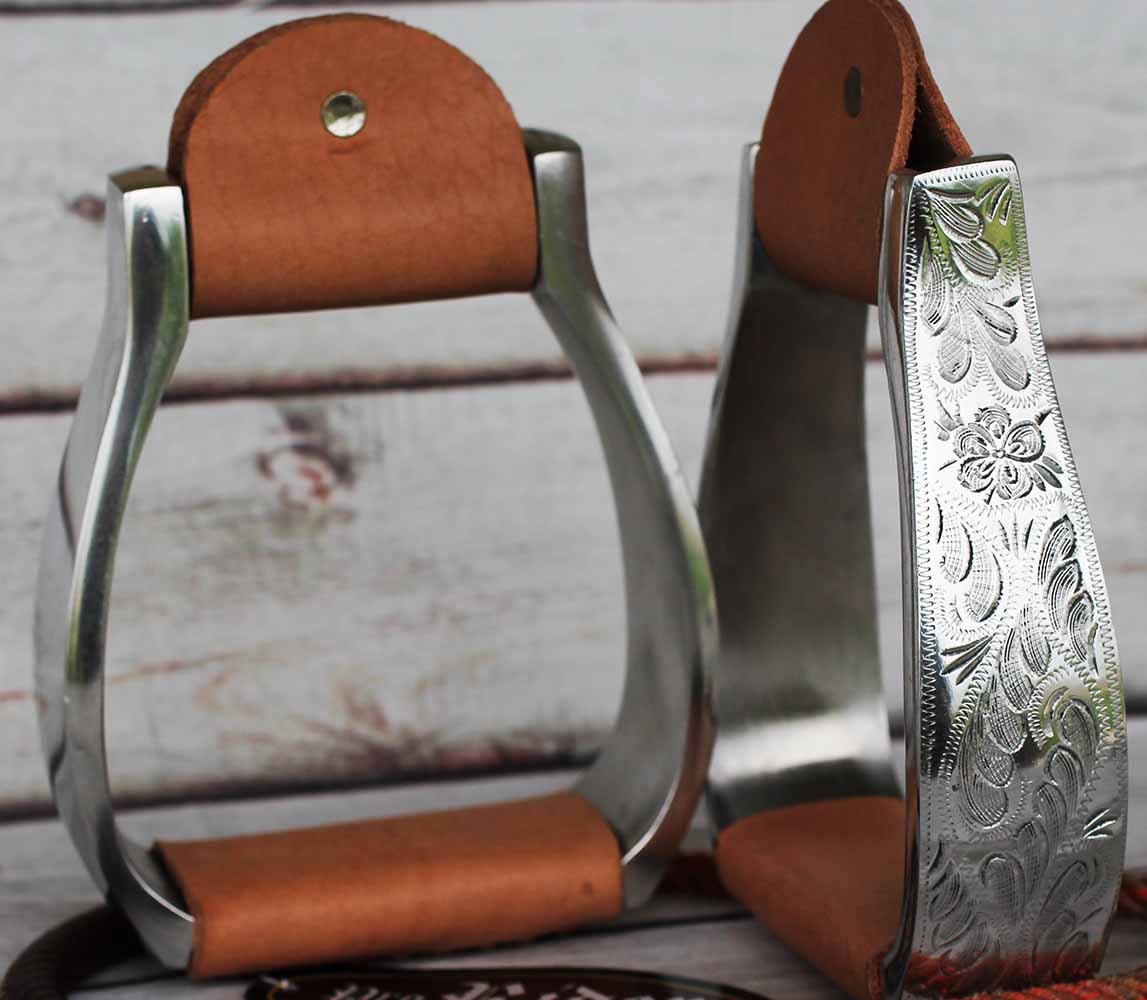 Horse Western Saddle Stirrups Light Weight Aluminum Engraved Stirrup