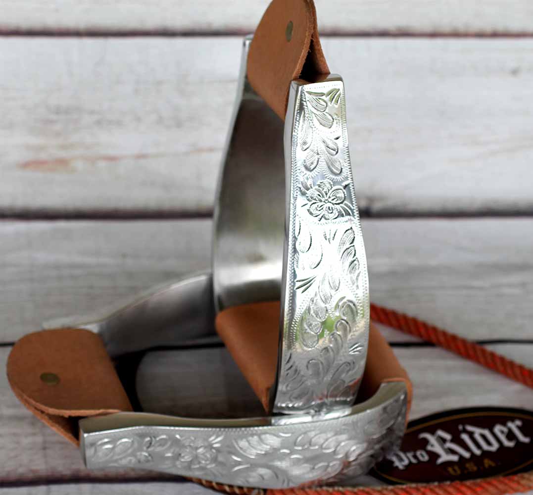 Horse Western Saddle Stirrups Light Weight Aluminum Engraved Stirrup