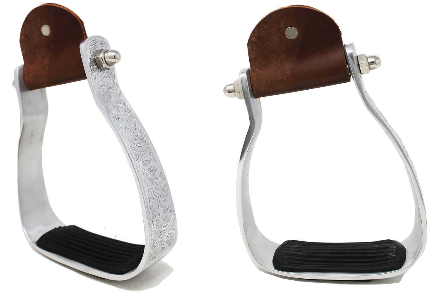 CHALLENGER Western Saddle Stirrups - Angled Aluminum Slanted Bell Stirrups For Knee Relief & Comfort Riding