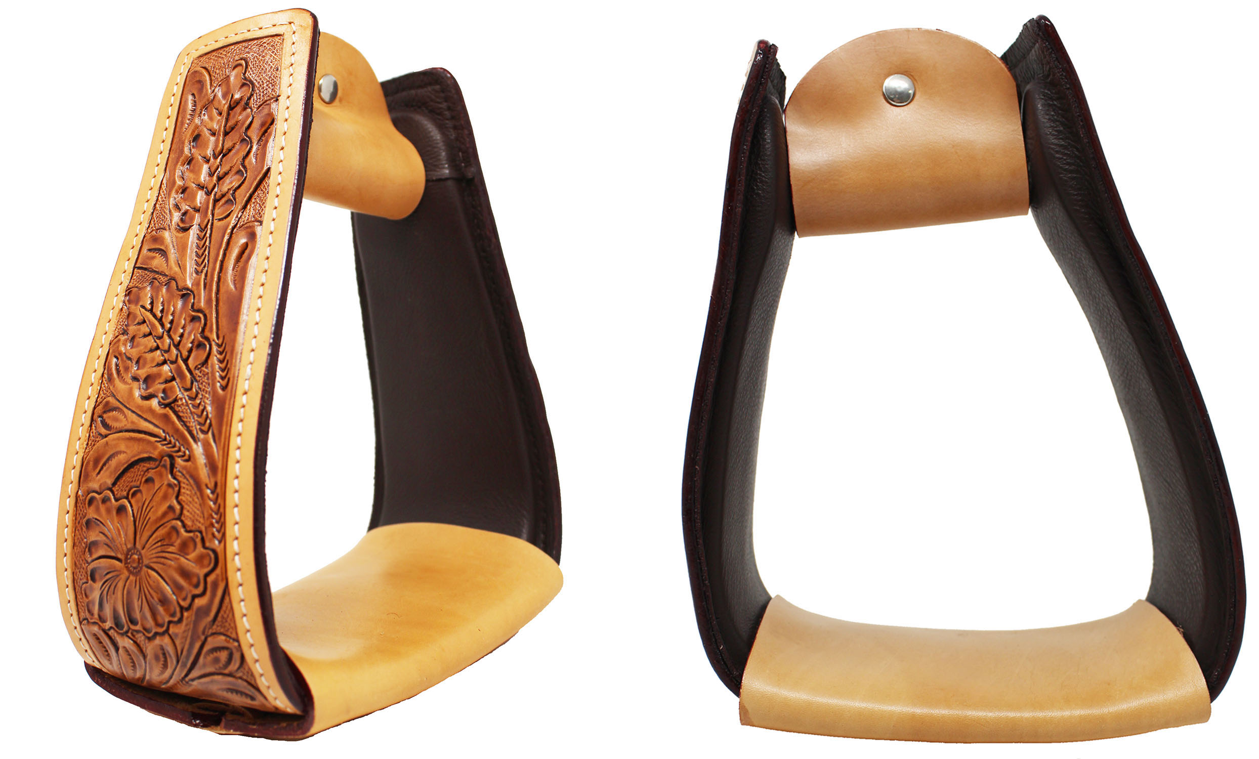 Horse Saddle Stirrups Western Hand Tooled Angled Slanted 51193 eBay
