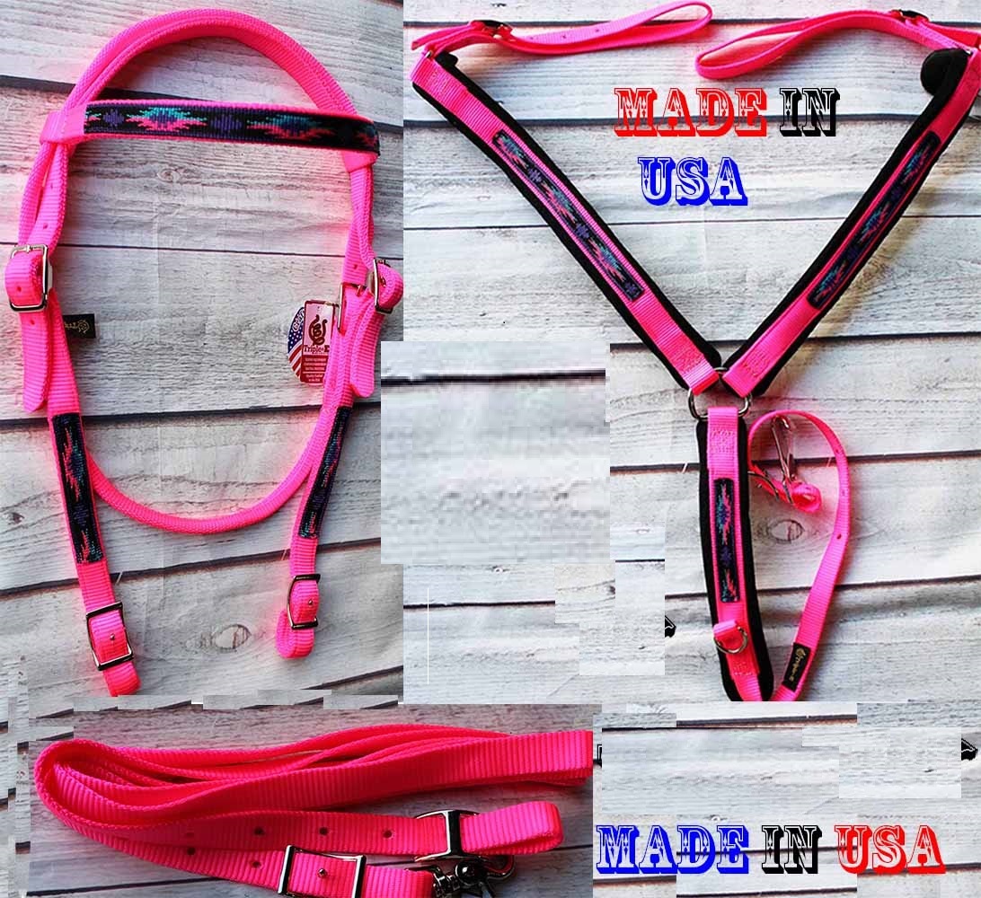 Horse Tack Nylon Headstall Breast Collar Reins Trai Riding 104SP eBay