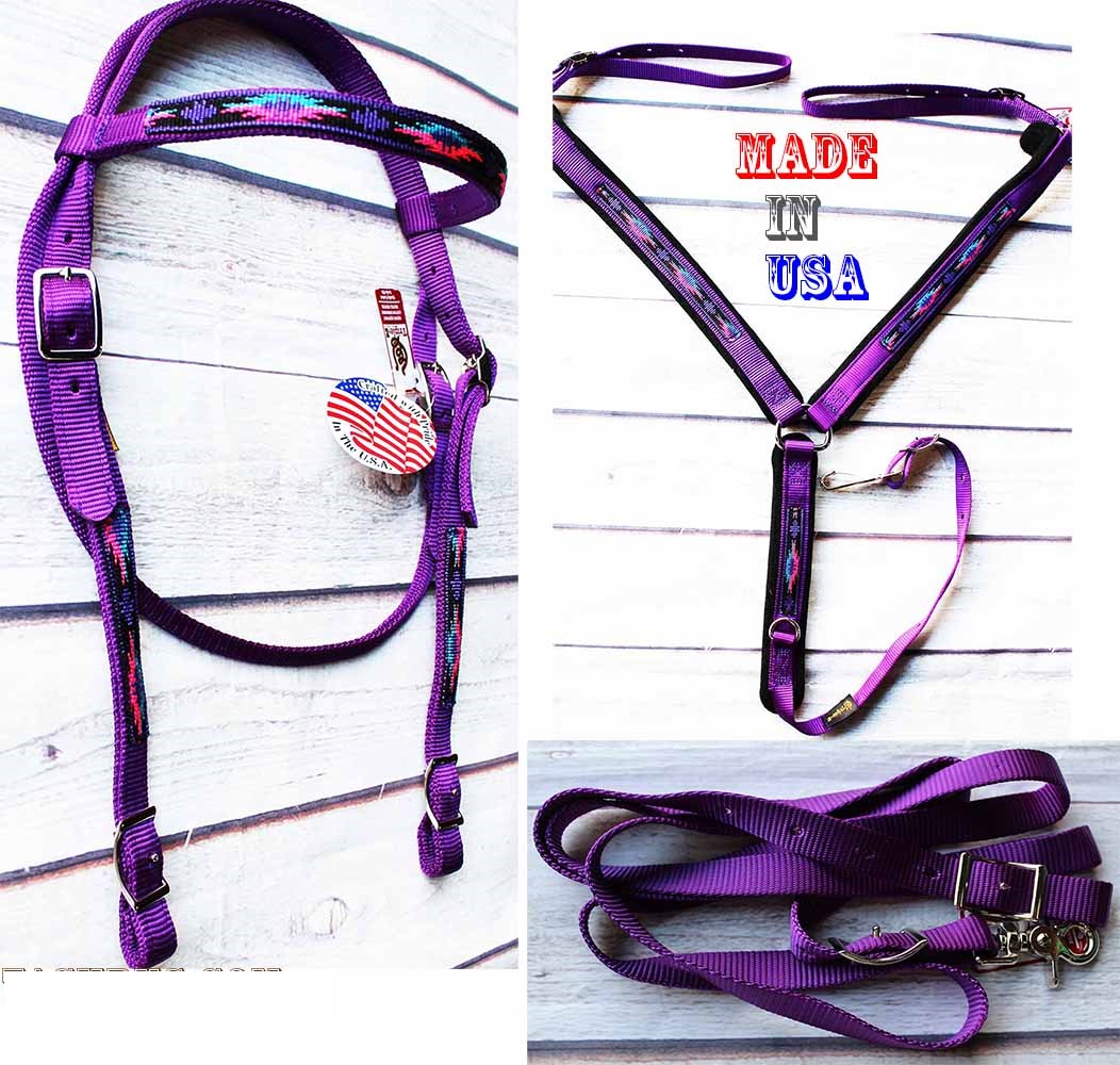 Horse Tack Nylon Headstall Breast Collar Reins Trai Riding 104SP eBay