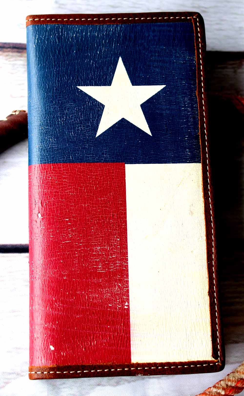 3D Mens Lone Star Texas Flag Brown Western Rodeo Leather Checkbook Wallet 27W844 | eBay
