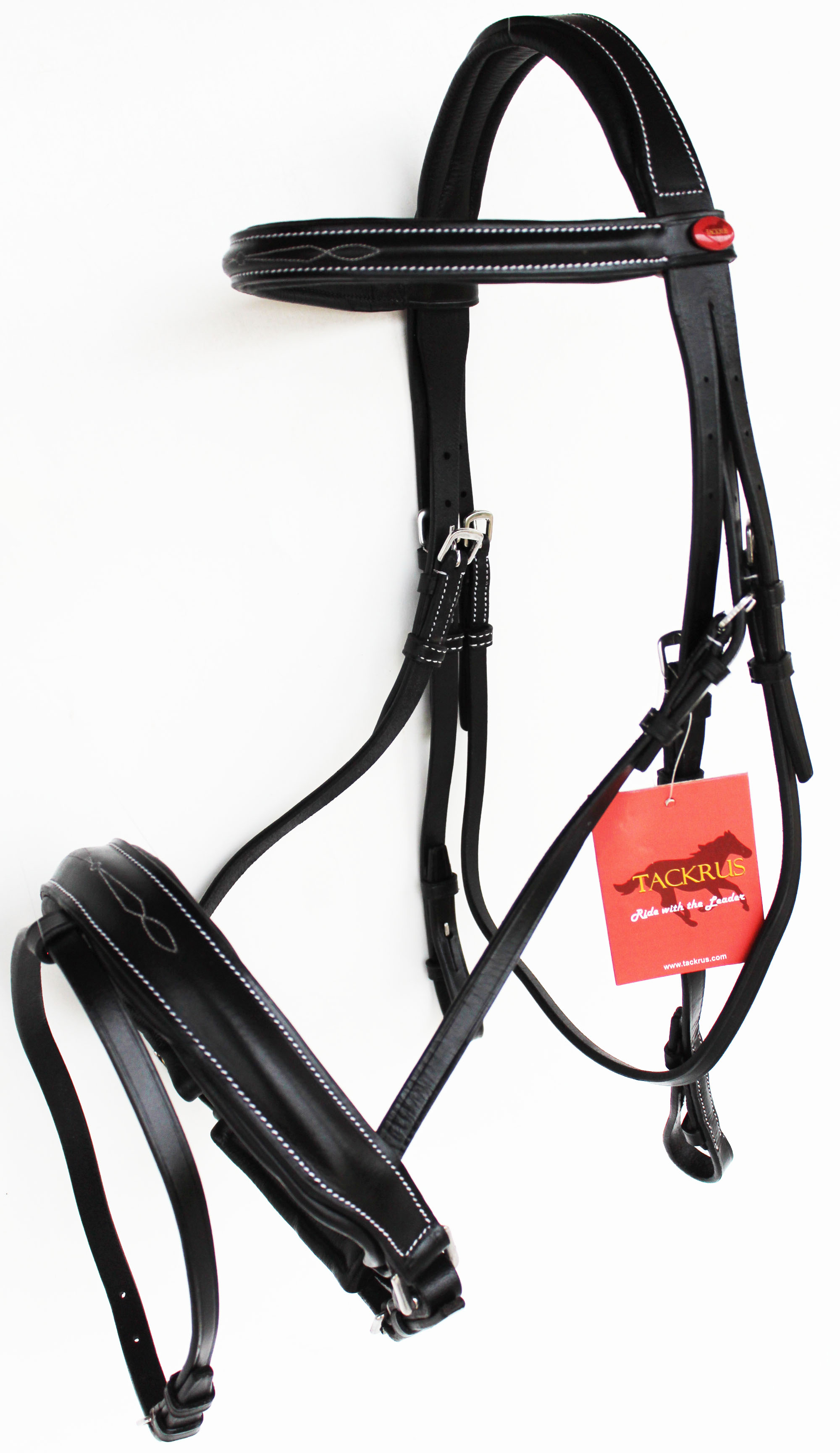 Horse English Padded Leather Raised Adjustable Flash Bridle Reins Full 803440F