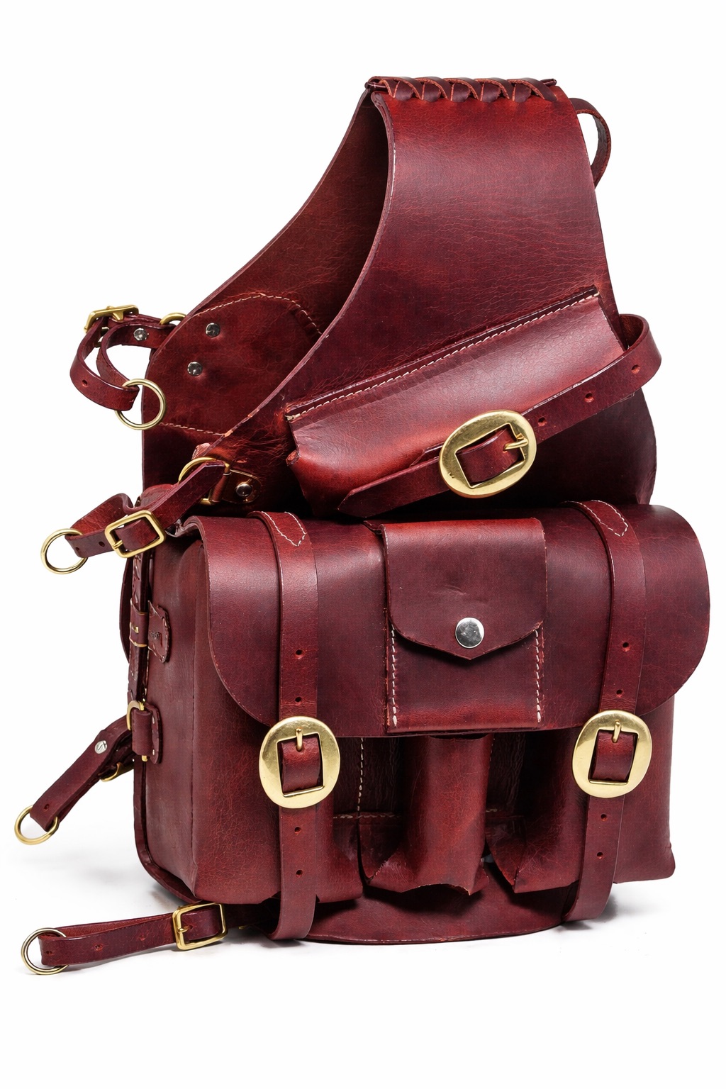 Sac D'équitation Challenger - Cuir Et Daim Bordeaux - Taille 21x5 Pouces - Neuf