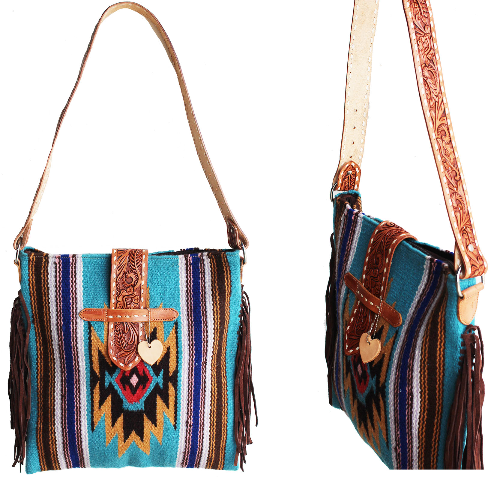 Women's Western Handwoven Wool Rodeo Cowgirl Handbag Shoulder Purse Tote 10324 - Picture 1 of 2