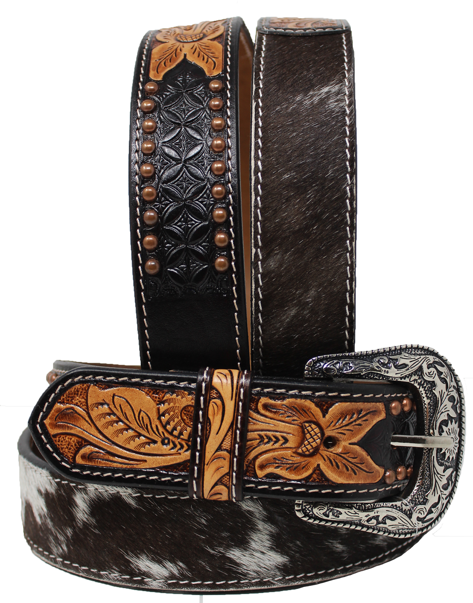 38 Westerngürtel 1 1/2" breit Herren Damen Rodeo Blumenmuster verziert Leder 26FK73 - Bild 1 von 5