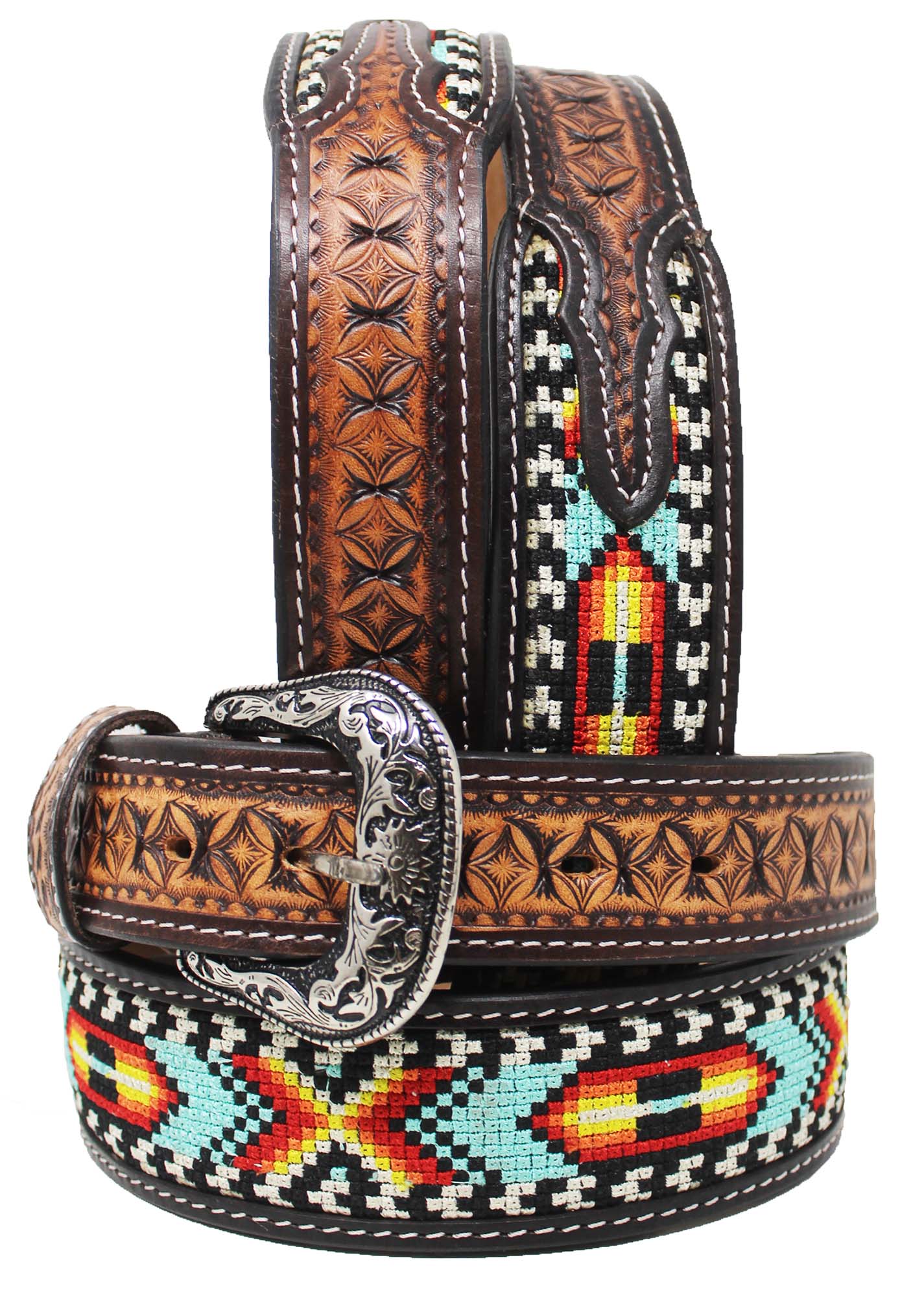 Beautiful Western Leather and Turquoise Belt NicoBlu® Blair Leather Belt in Croc-Embossed Turquoise main image 4