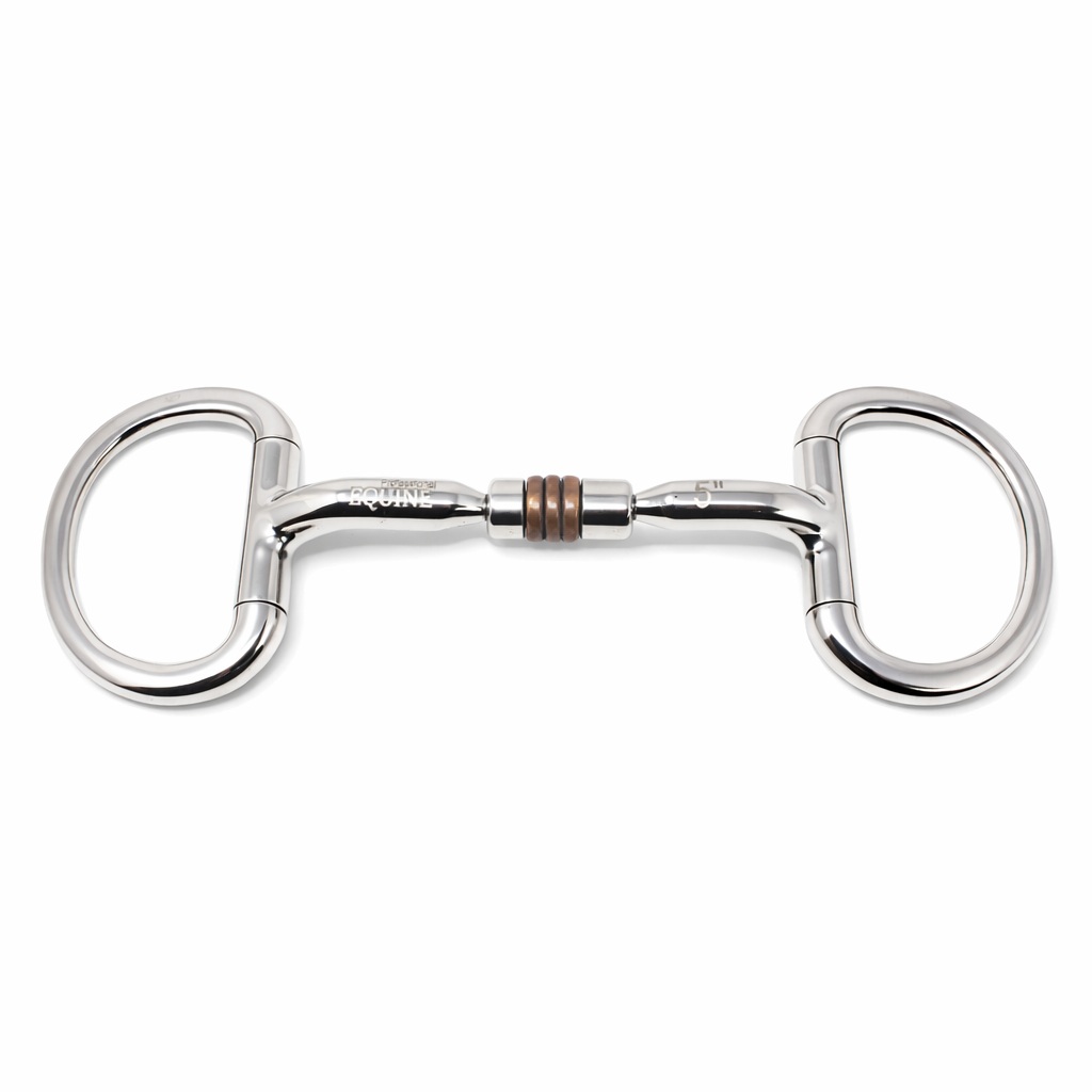 Horse 5" Dog Bone Mouth w/ Copper Roller Eggbutt Snaffle Bit 3512B