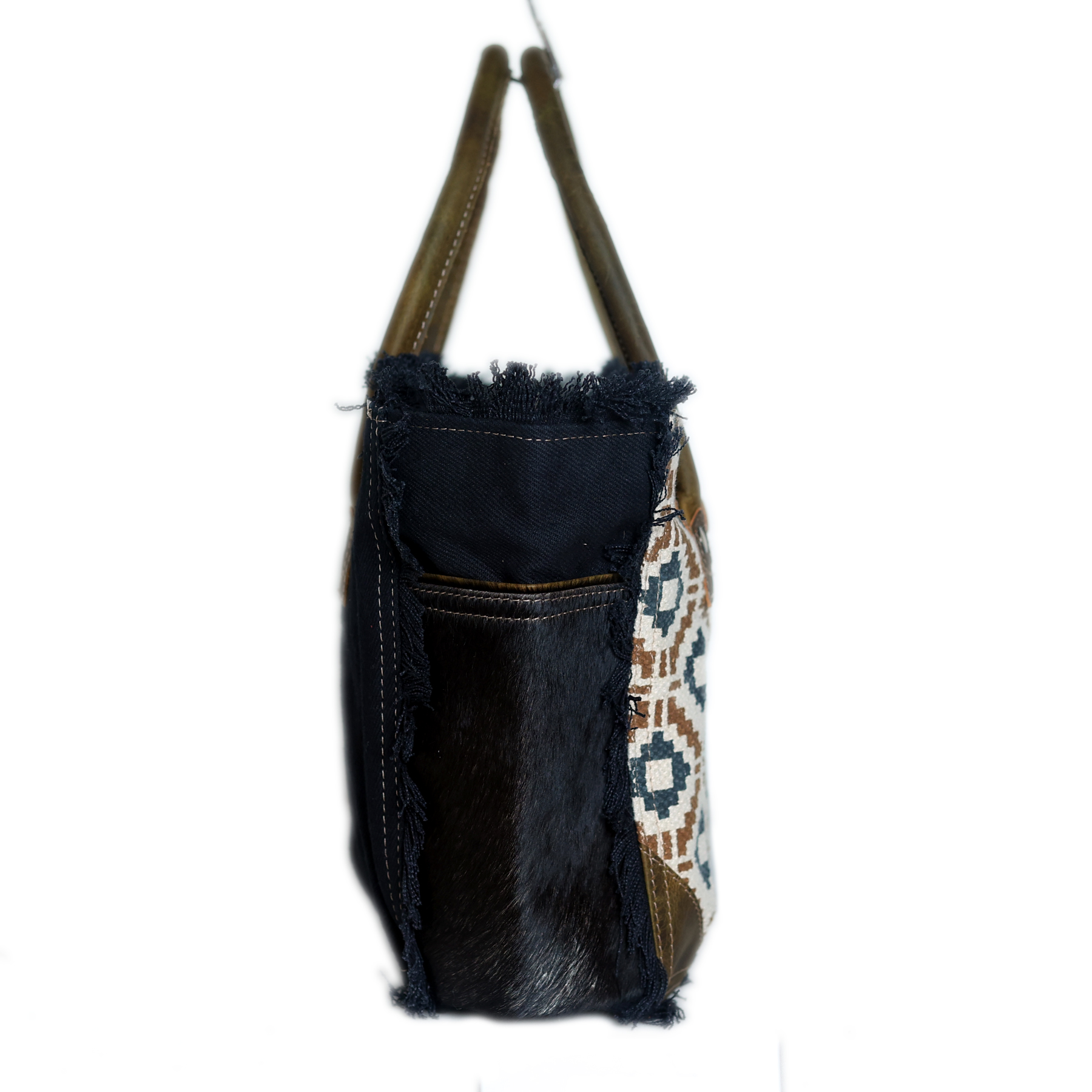 Sac à officiel main fourre-tout femme Challenger toile tissée main cuir marron 17RT2112