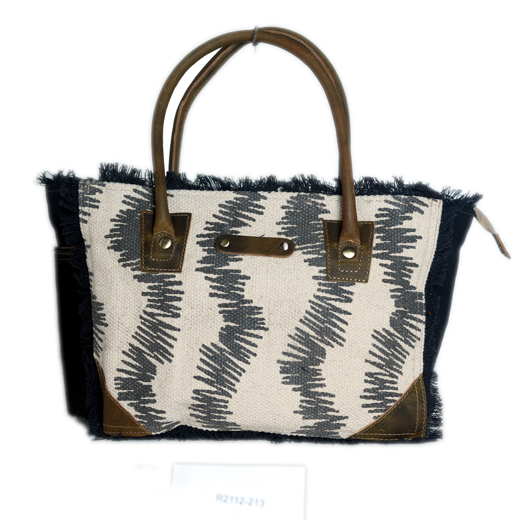 Sac à officiel main fourre-tout femme Challenger toile tissée main cuir marron 17RT2112