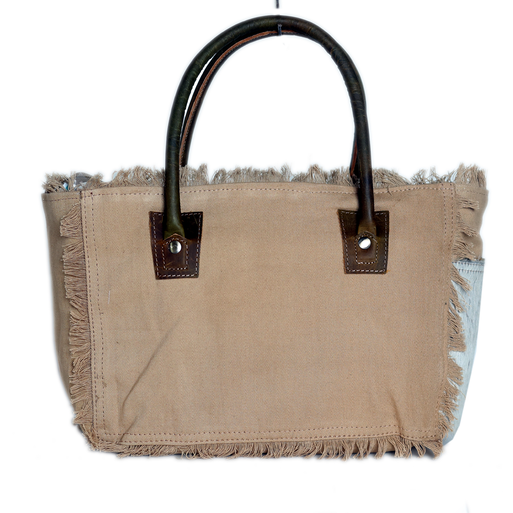 Vente Sac à main fourre-tout femme Challenger toile tissée main cuir marron 17RT2112