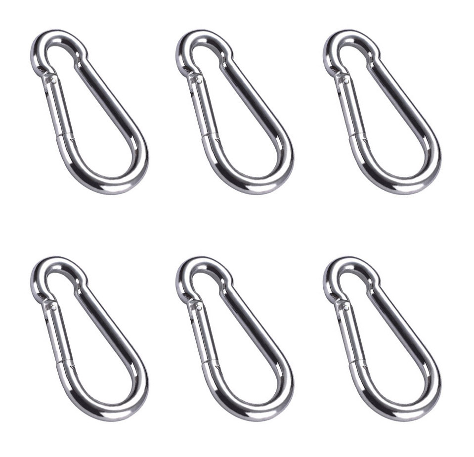 1/4" x 2-3/8" Zinc-Plated Spring Loaded Snap Hook Caribener Clips for Keychain, - Picture 2 of 2