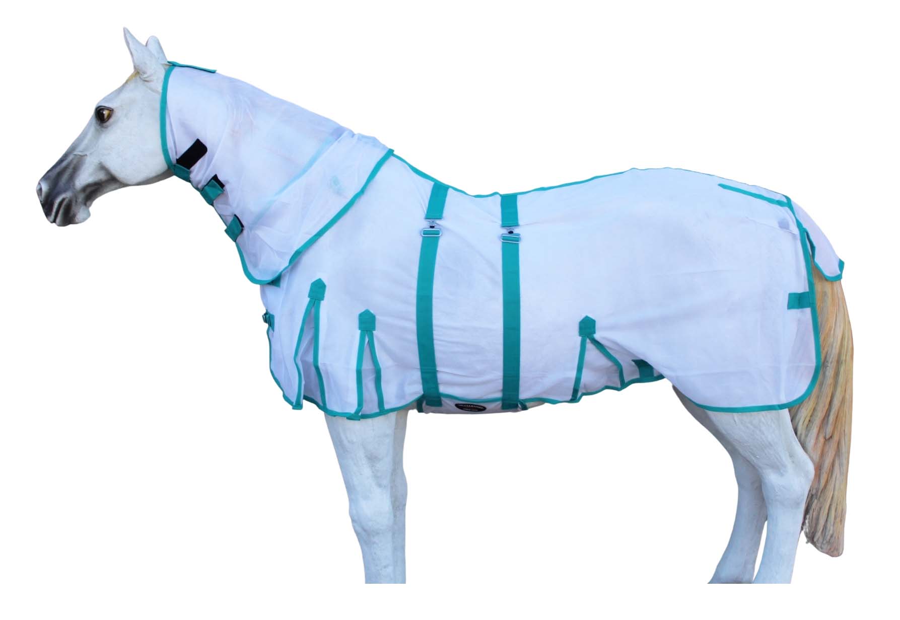 Pferd Netz Sommer Fliegendecke Frühling Airflow Hals weiß 73140 - Bild 7 von 8