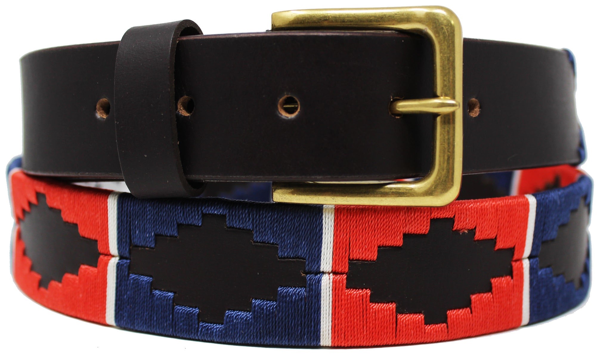 Blue Equipride Unisex Argentinian Polo Belts High Quality Grain Leather Red 