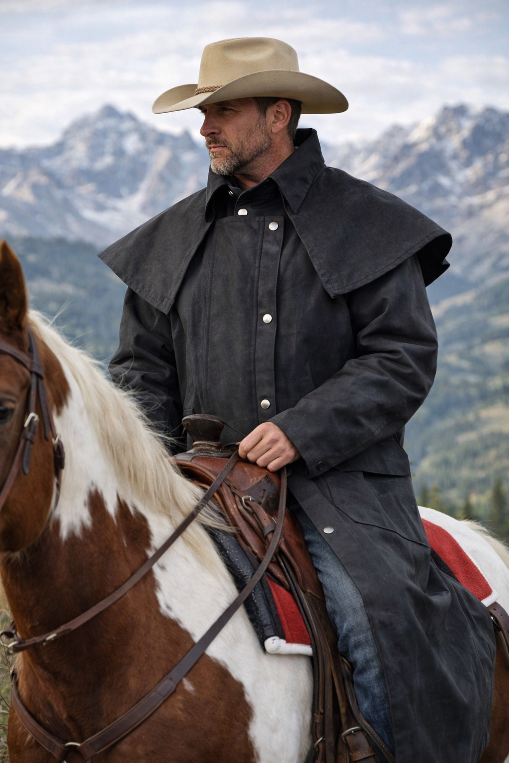 MENS OIL CLOTH OILSKIN WESTERN AUSTRALIAN DROVER WATERPROOF DUSTER