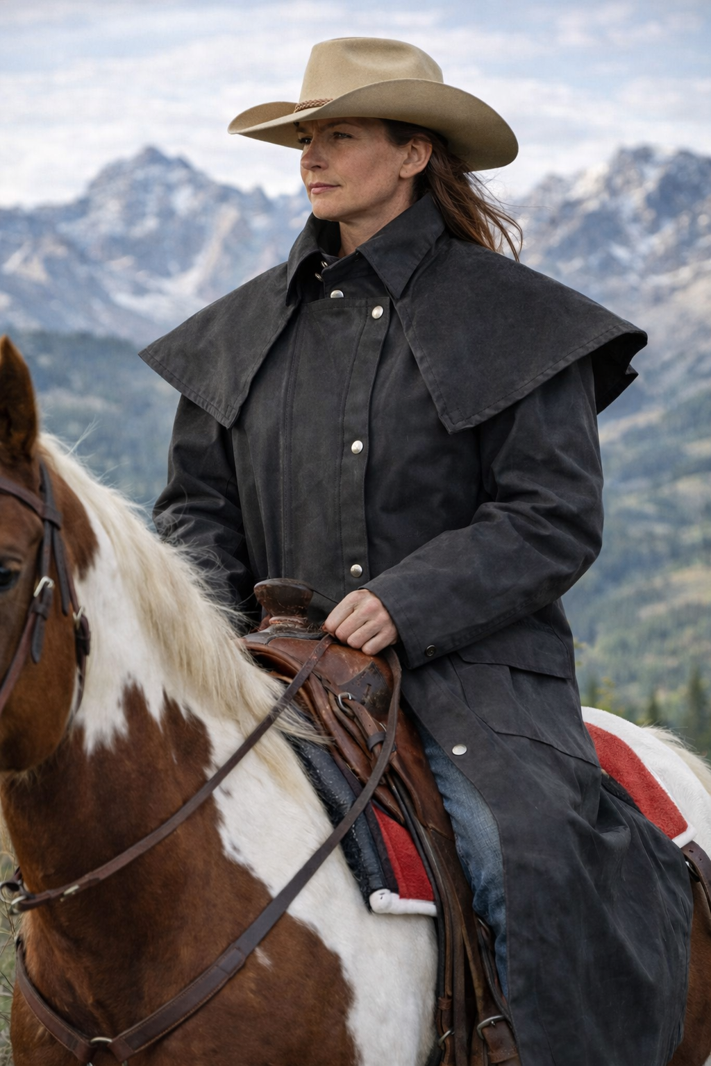 MENS OIL CLOTH OILSKIN WESTERN AUSTRALIAN DROVER WATERPROOF DUSTER COAT ...