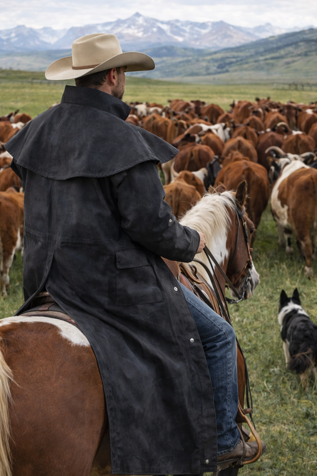 MENS OIL CLOTH OILSKIN WESTERN AUSTRALIAN DROVER WATERPROOF DUSTER COAT ...