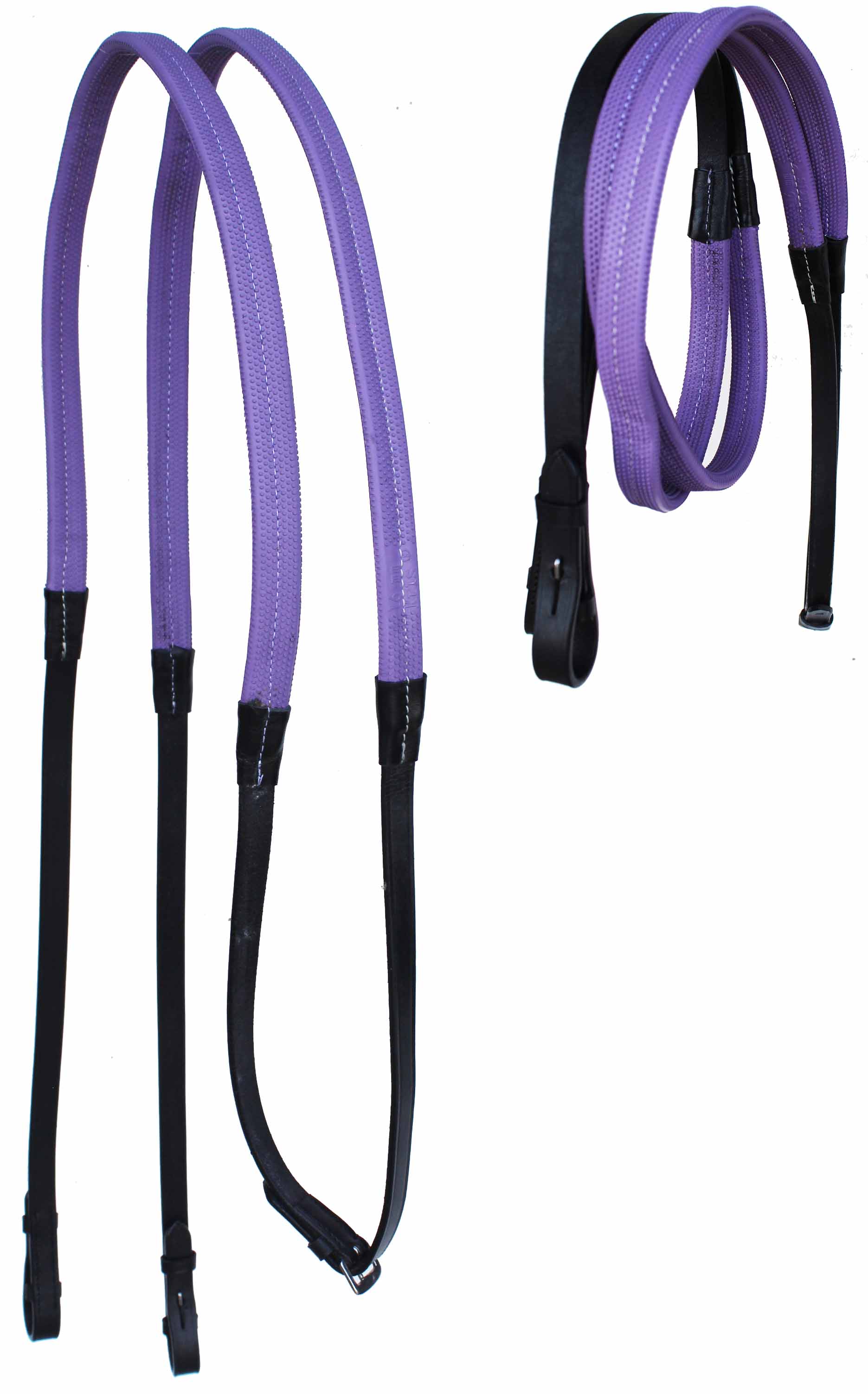 54" Horse English Black Leather Rubber Grip Schooling TRAINING Reins 805LR23 - Picture 4 of 15