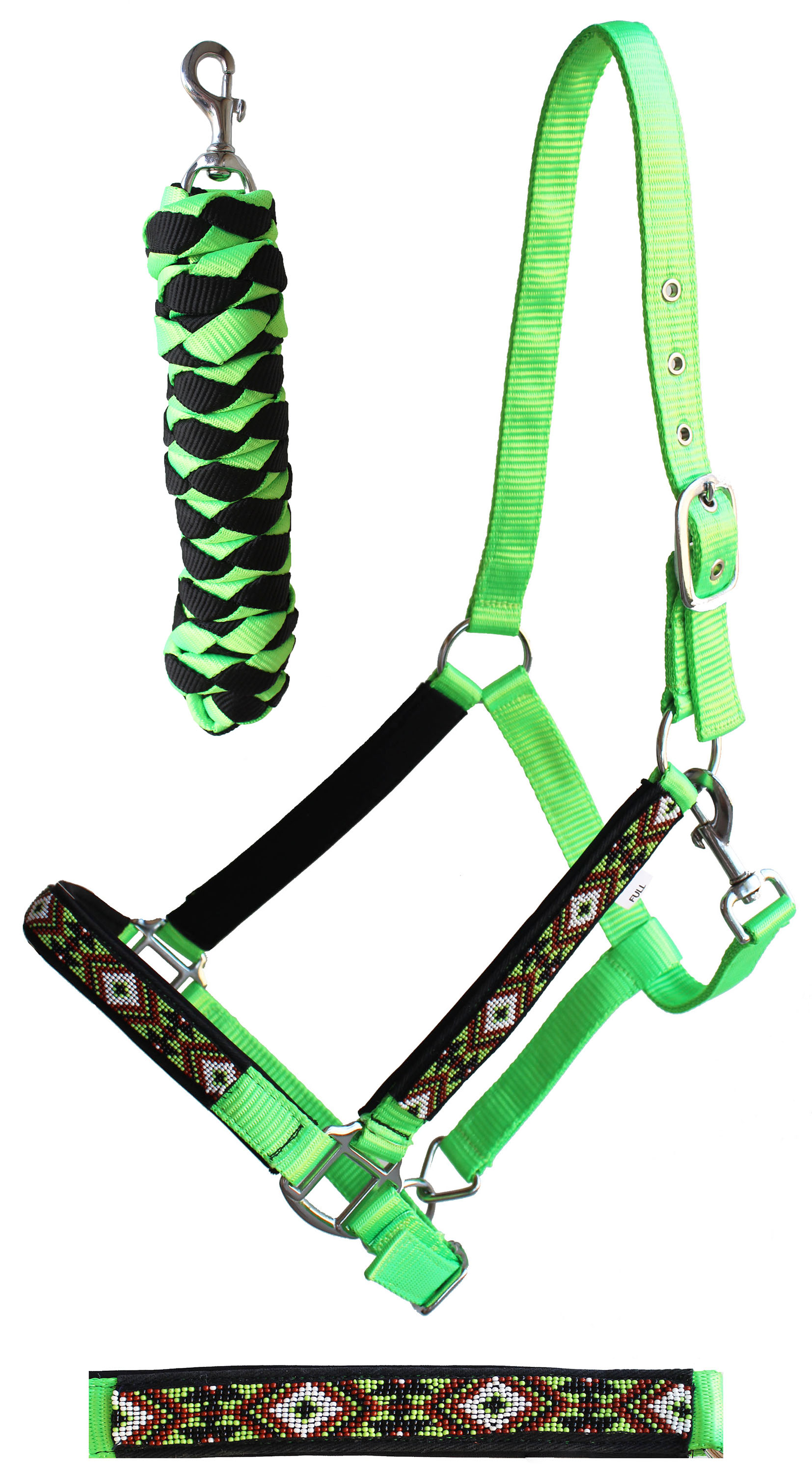 Halter de nailon con cuentas de caballo enchapado en níquel herrajes con cuerda de plomo tachuela azul 606175 - Imagen 2 de 15