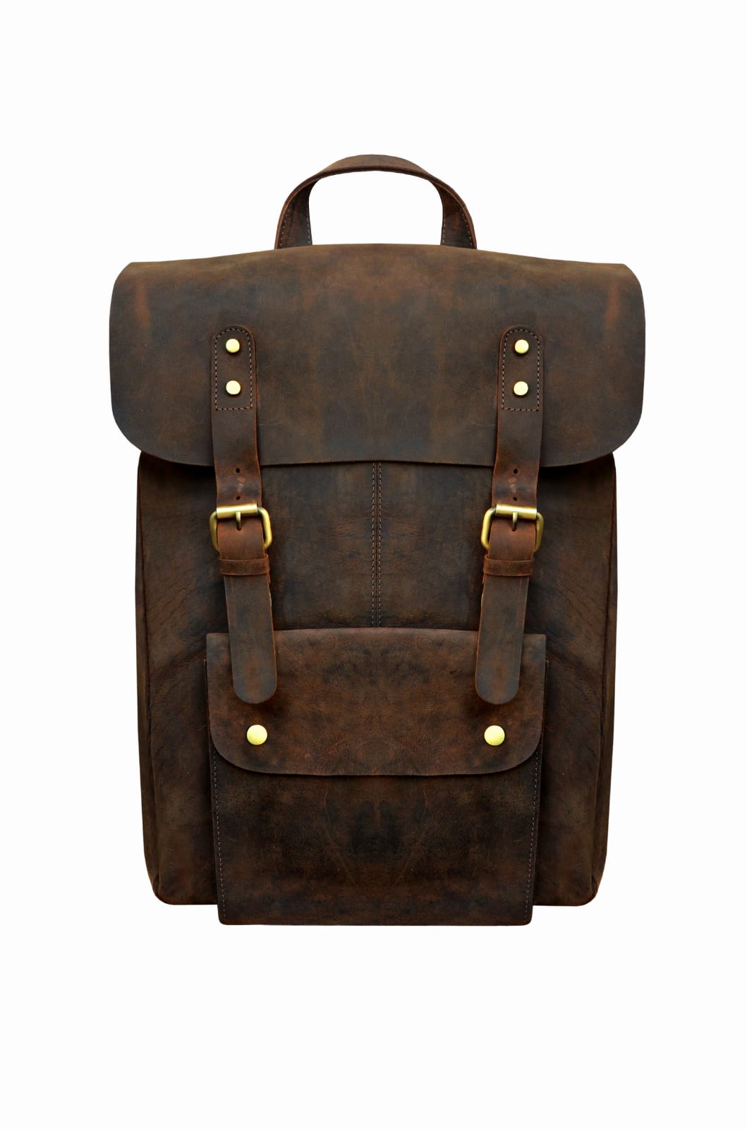 Handcrafted Full-Grain Pebbled Leather Casual Carry-On Travel Work Backpack - Picture 7 of 9