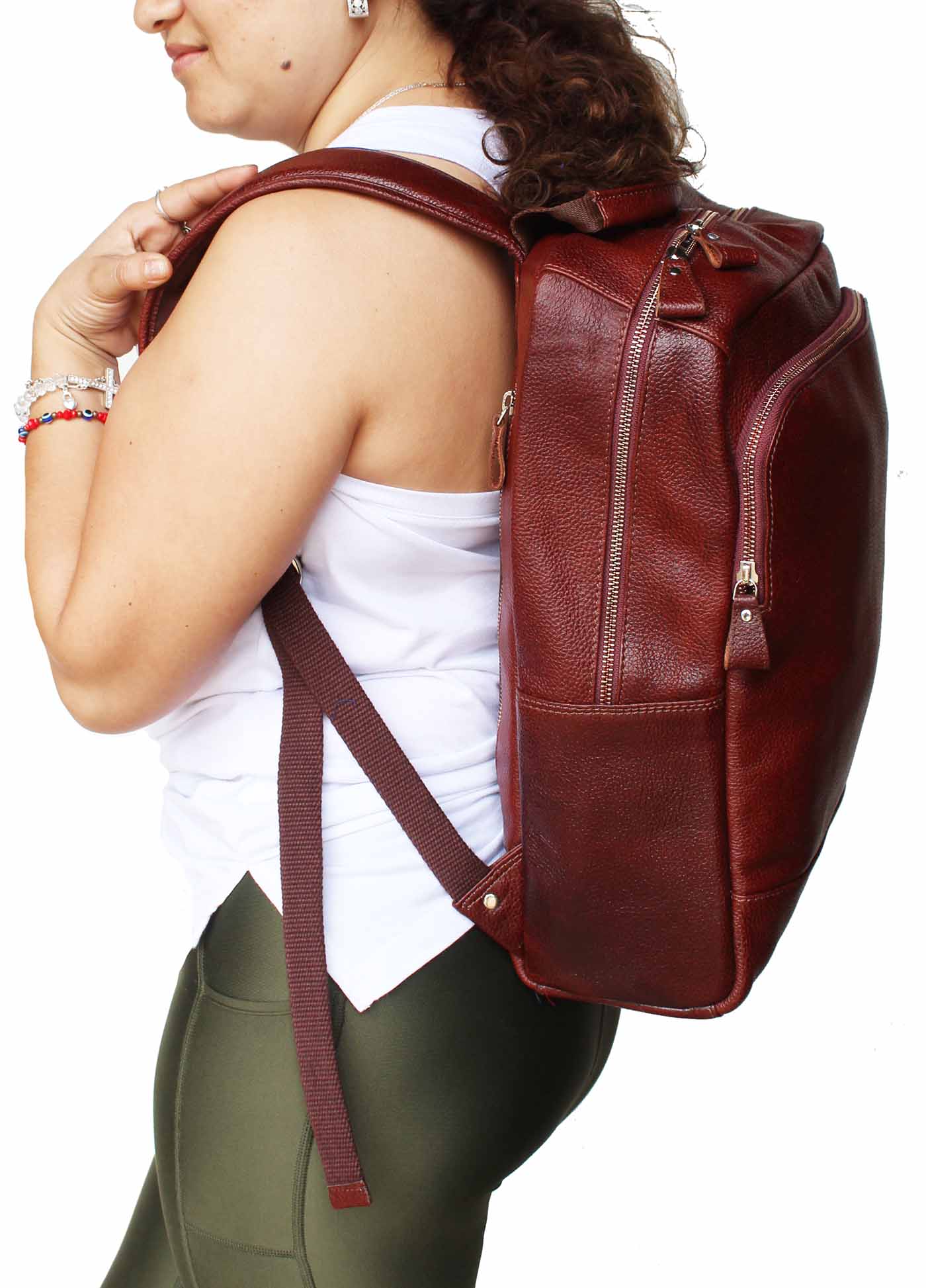 Full-Grain Pebbled Leather Casual Travel Work Backpack Laptop 18AXB09 - Picture 12 of 22
