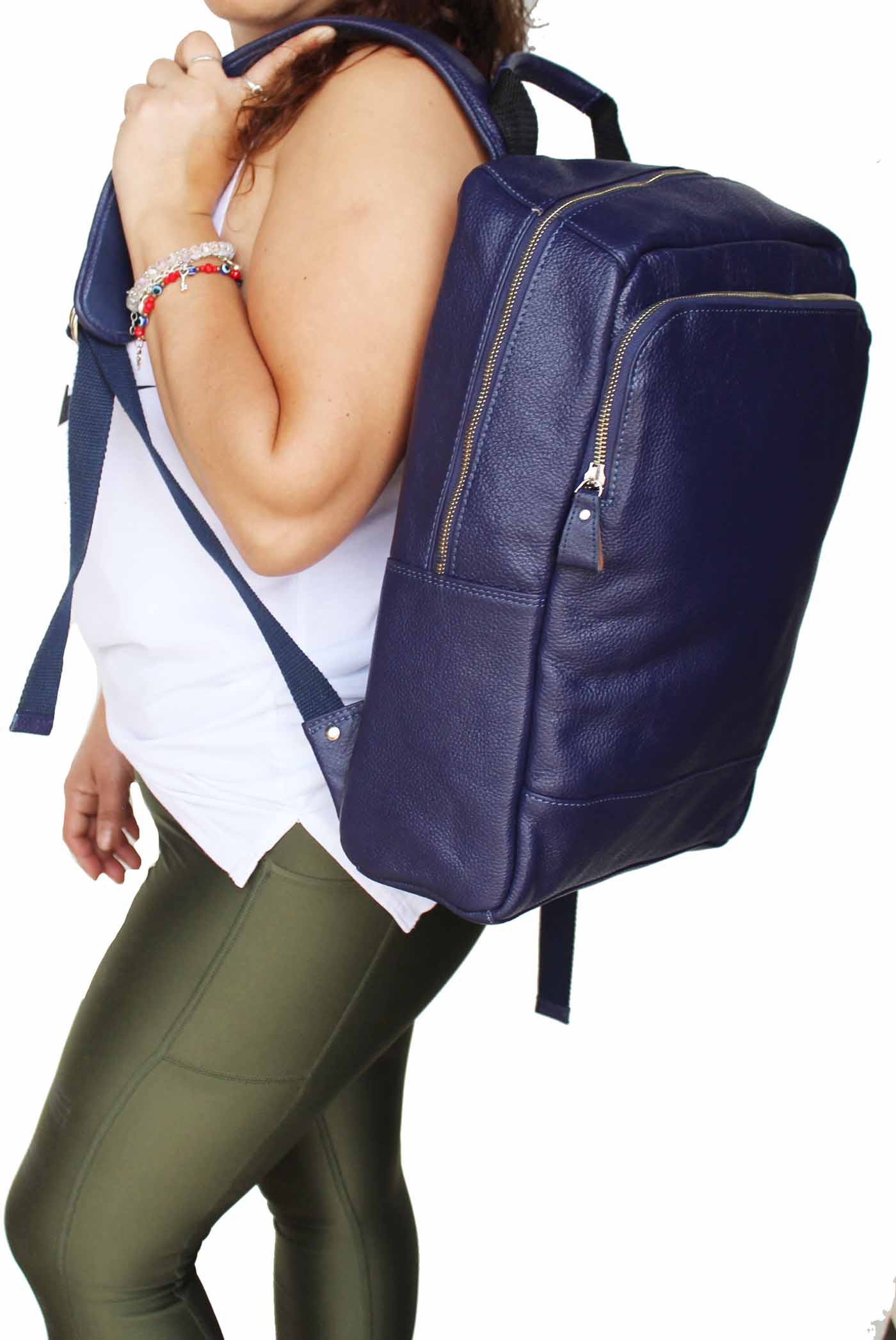 Full-Grain Pebbled Leather Casual Travel Work Backpack Laptop 18AXB09 - Picture 8 of 22