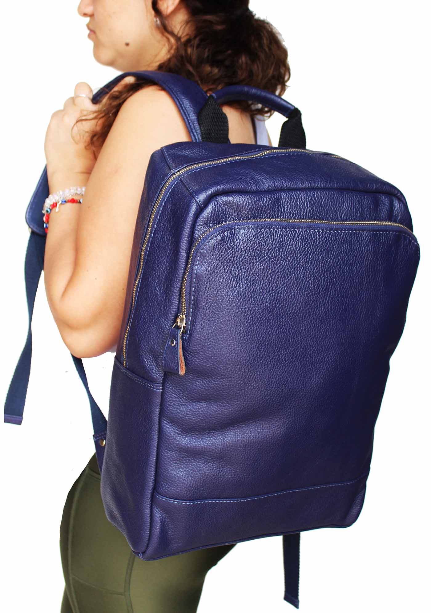 Full-Grain Pebbled Leather Casual Travel Work Backpack Laptop 18AXB09 - Picture 10 of 22