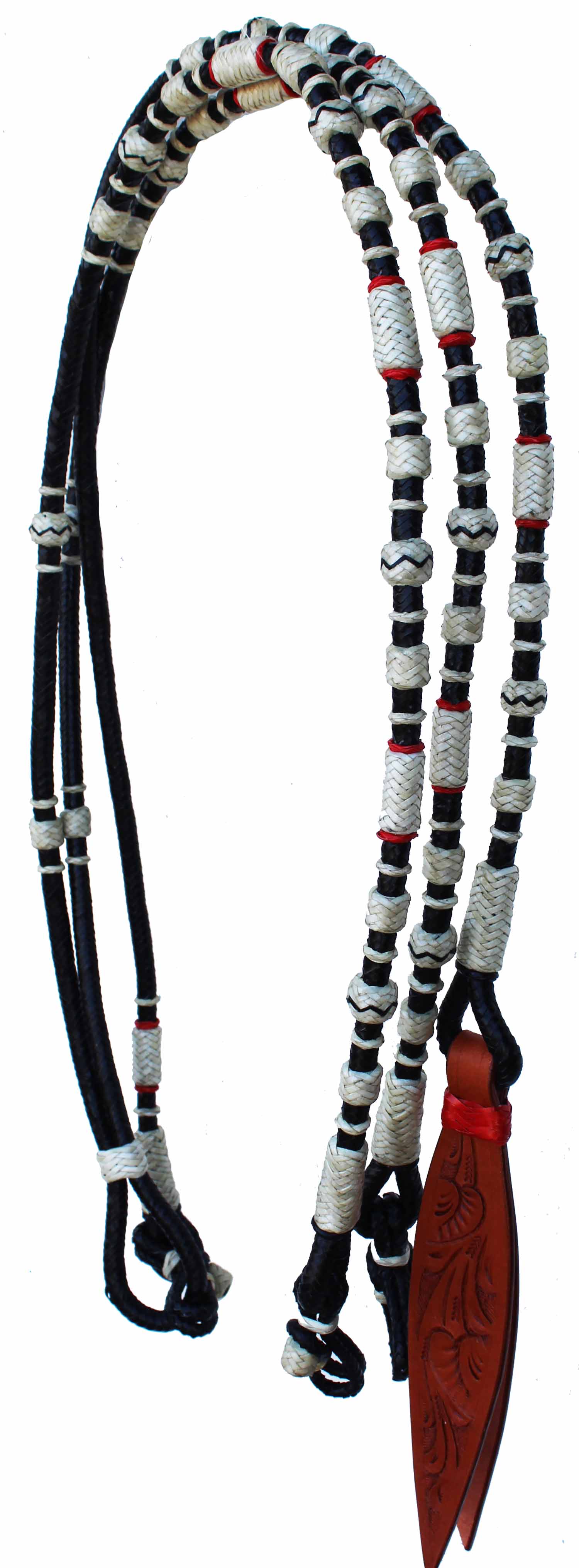 Horse Western Tack Leather Rawhide Romel Romal Reins Tooled Popper 66BT - Picture 9 of 15