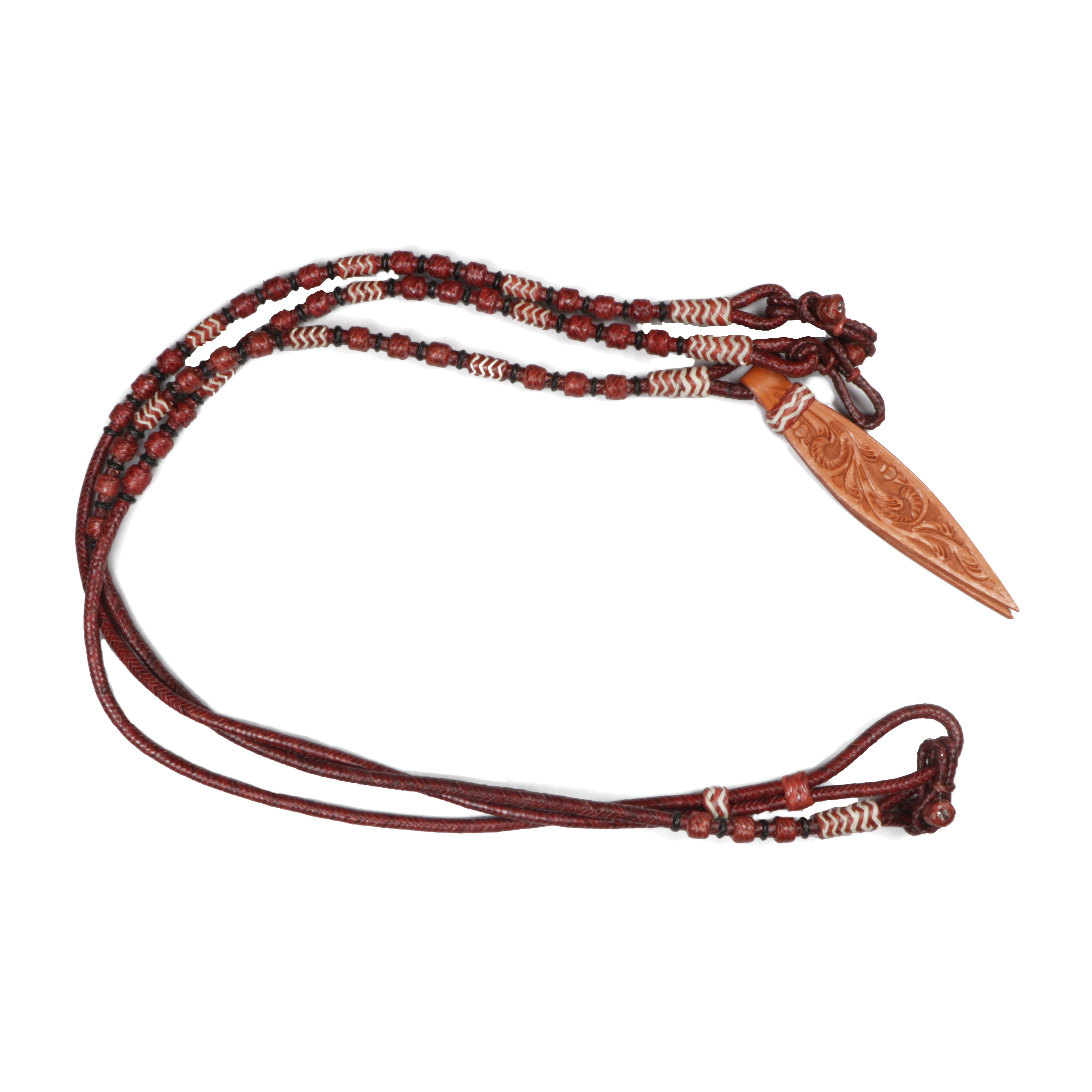 Horse Western Tack Leather Rawhide Romel Romal Reins Tooled Popper 66BT - Picture 6 of 15